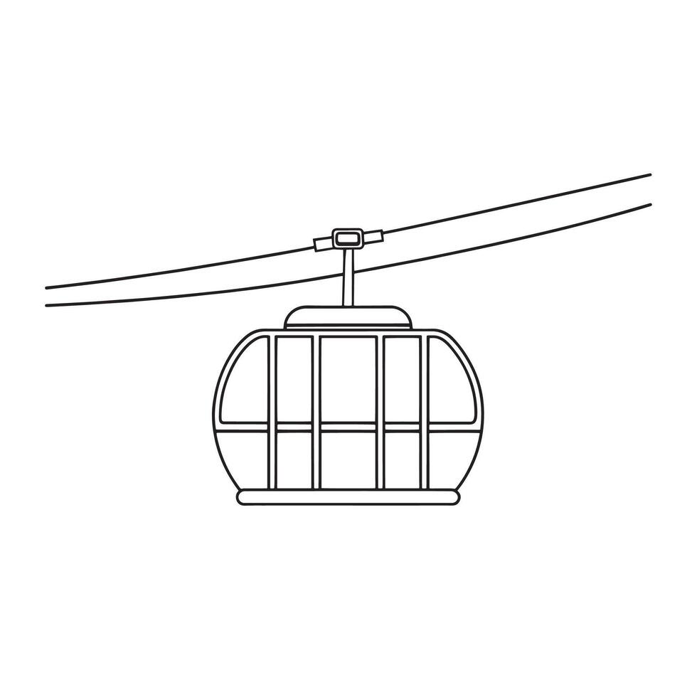 Cable Car Other Transport Types isolated continuous line art flat illustration on white background. vector