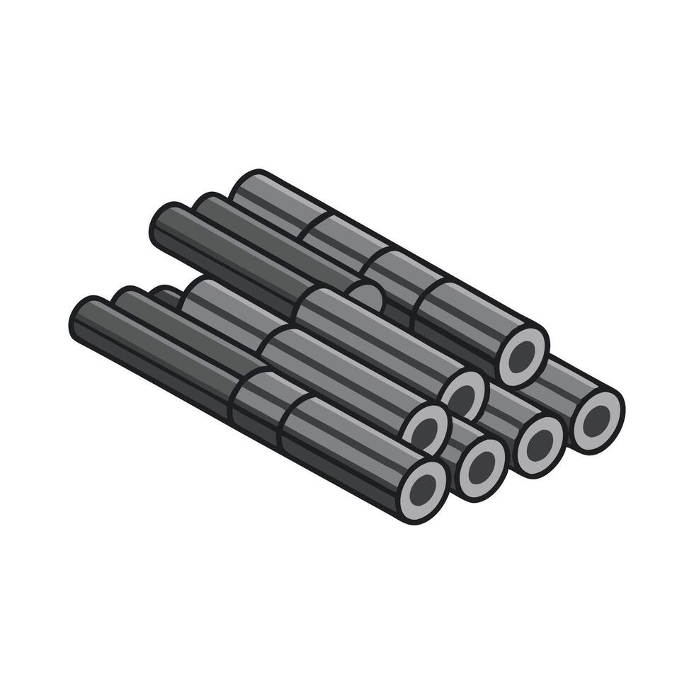 Reinforcement steel bars isolated flat illustration white background. vector