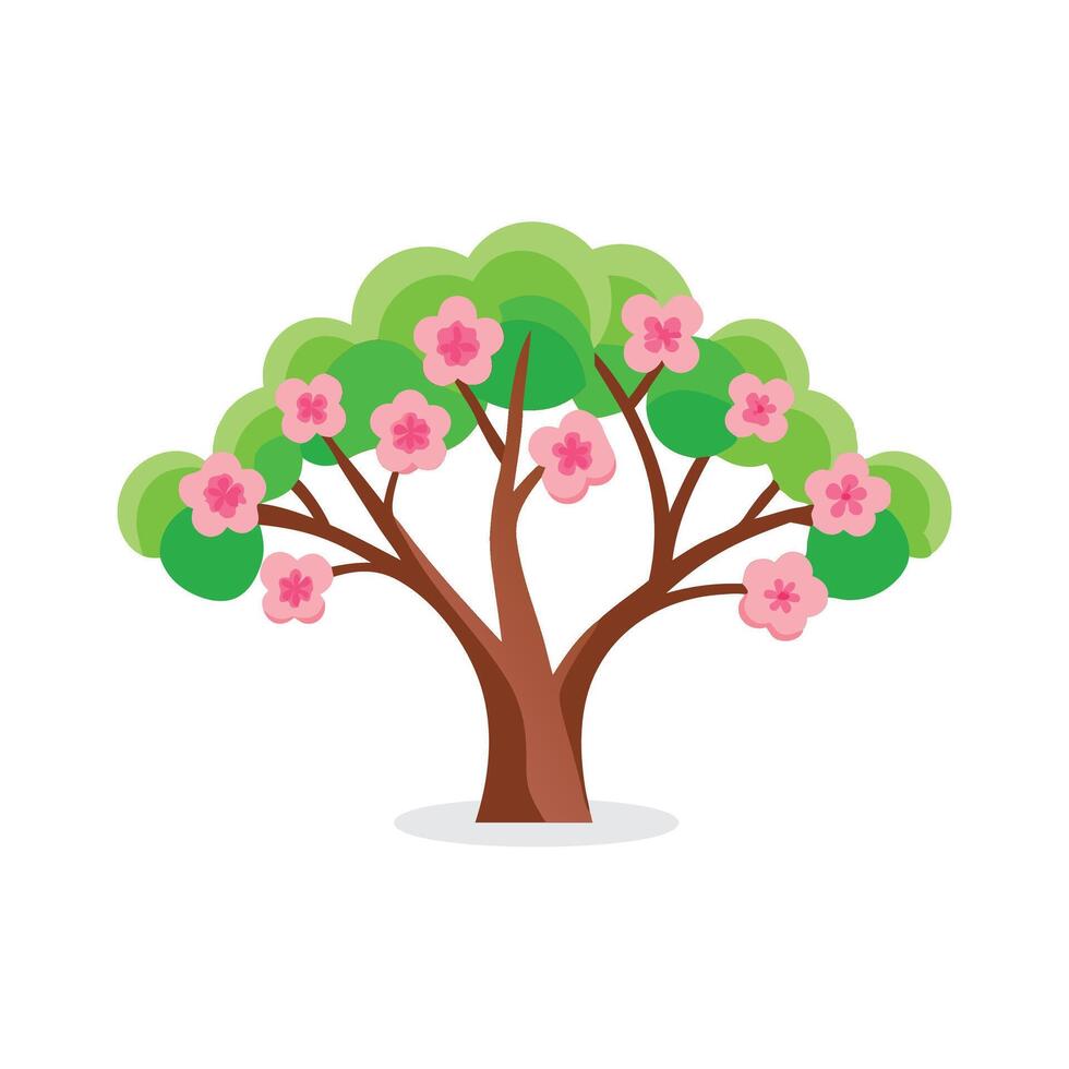 Cherry tree isolated flat illustration on white background vector
