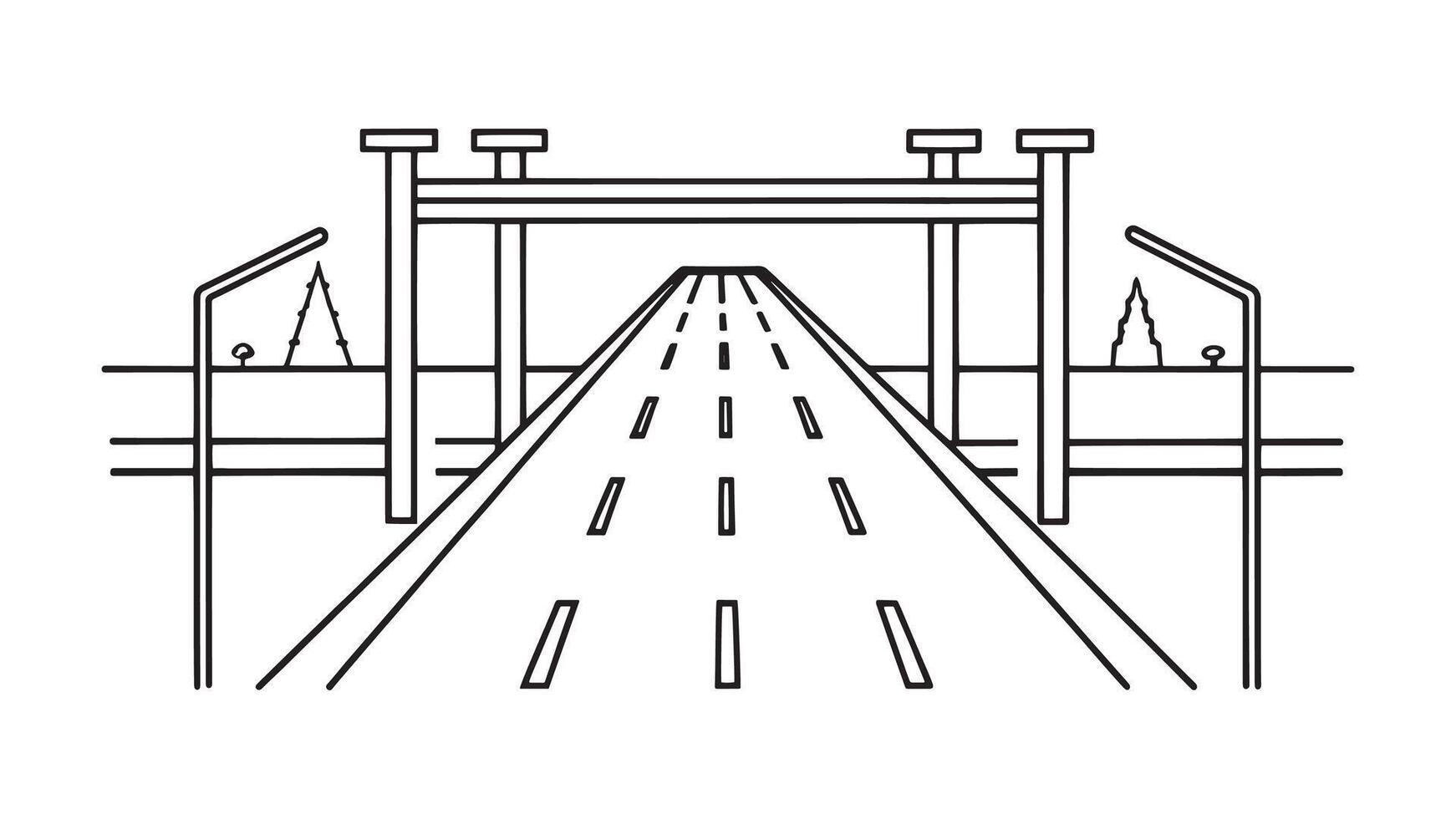 road Turnpike continuous line art flat illustration on white background vector