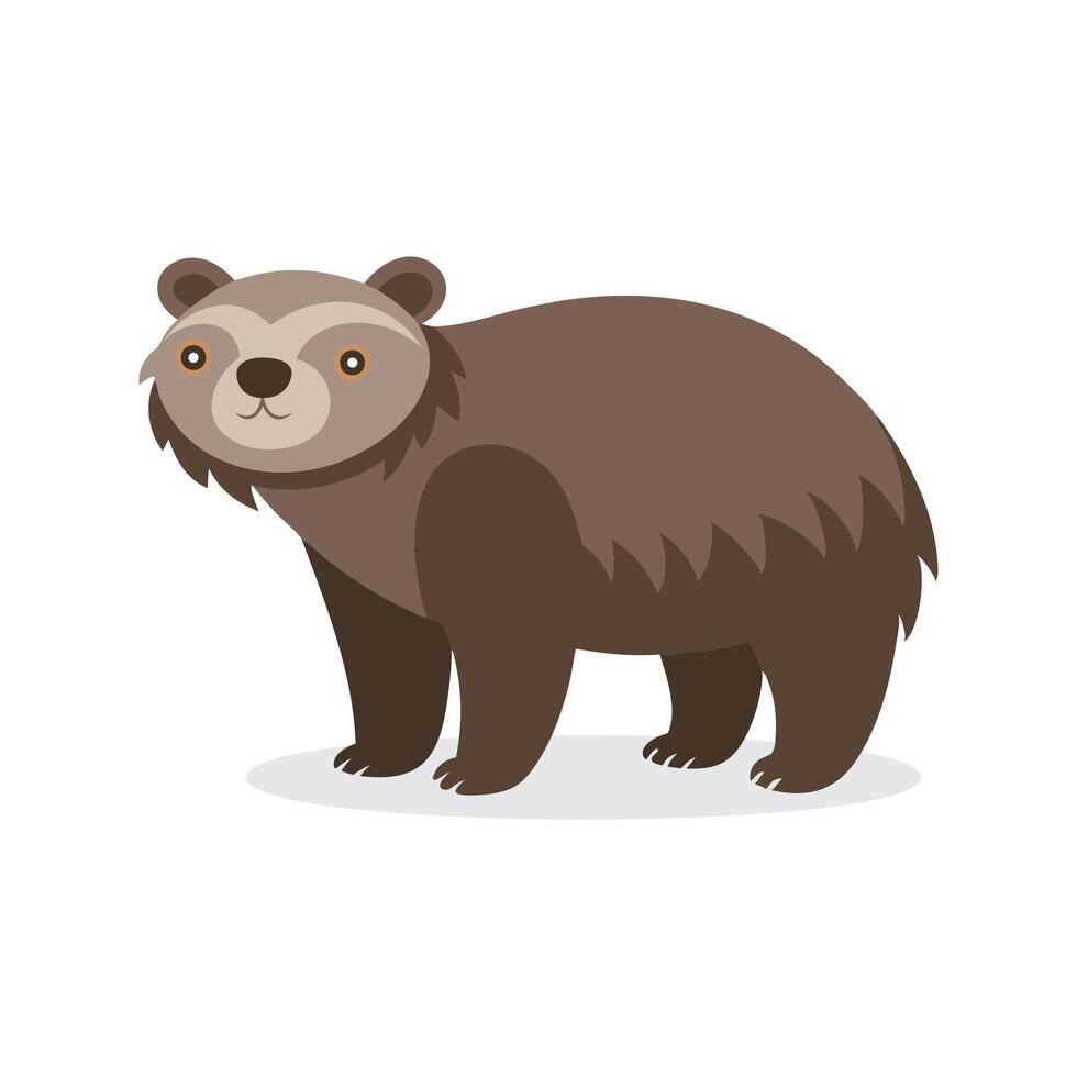 Sloth bear animal isolated flat illustration on white background. vector