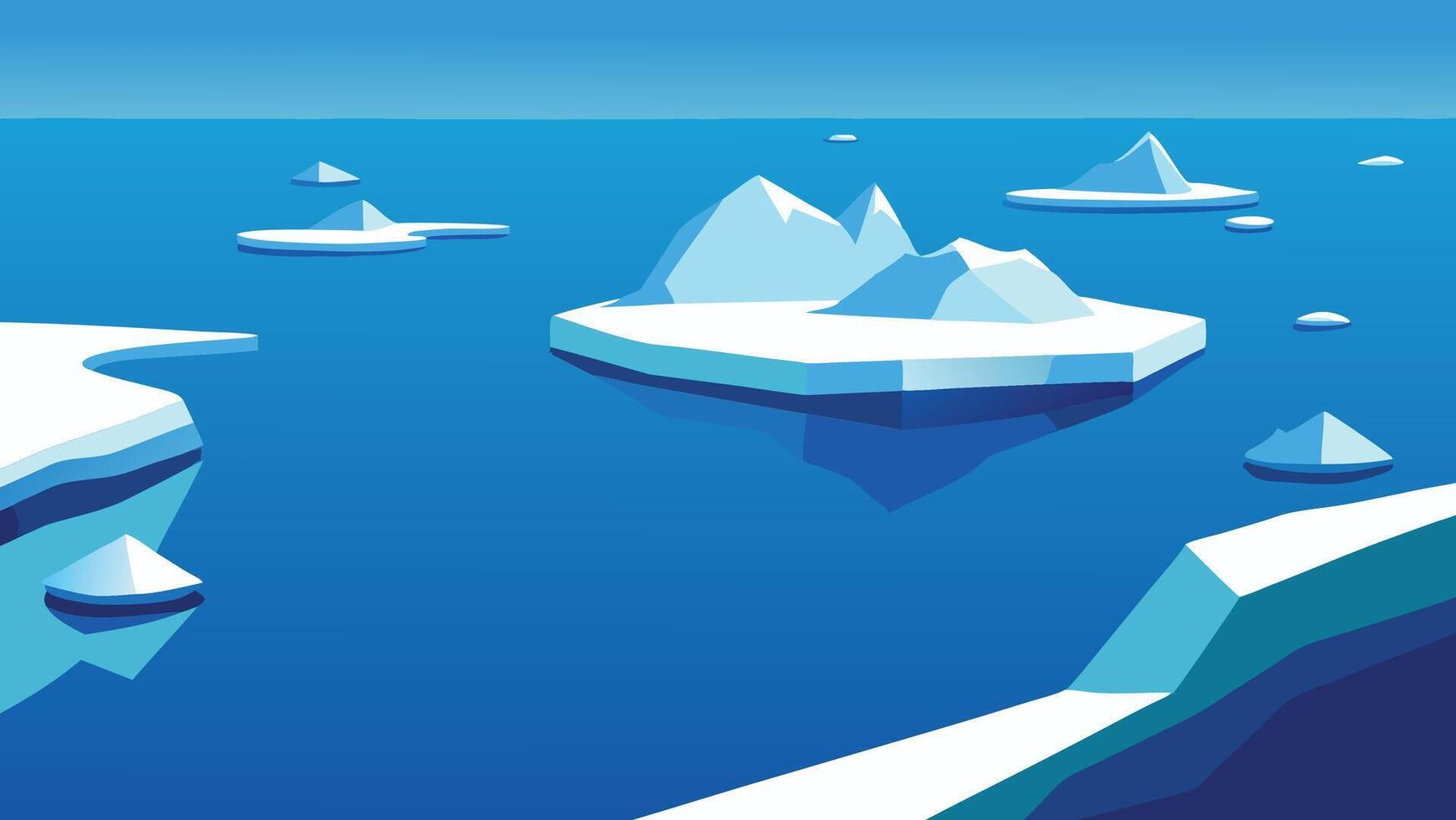 Large iceberg floating in a serene ocean, showcasing its majestic structure above and below the waterline vector