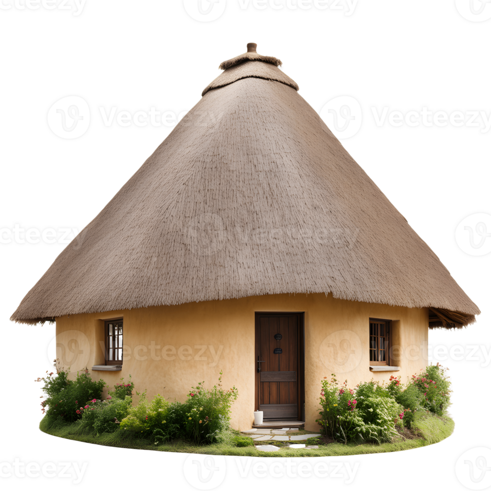 Thatched Roof House Isolated on Transparent Background png