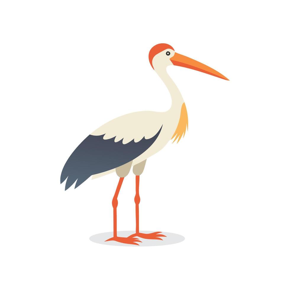 Stork animal isolated flat illustration on white background vector