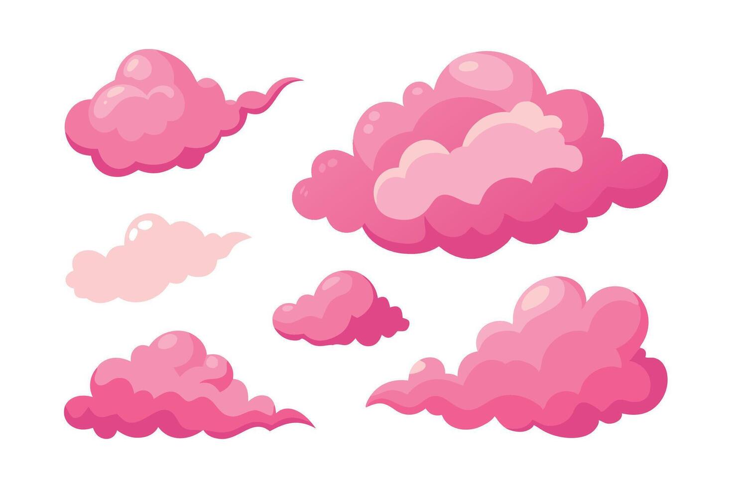 Pink smoke cloud flat illustration white background vector
