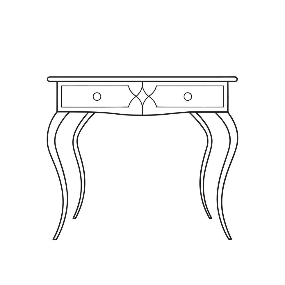 Console Table Specialty Furniture isolated continuous line art flat illustration on white background. vector