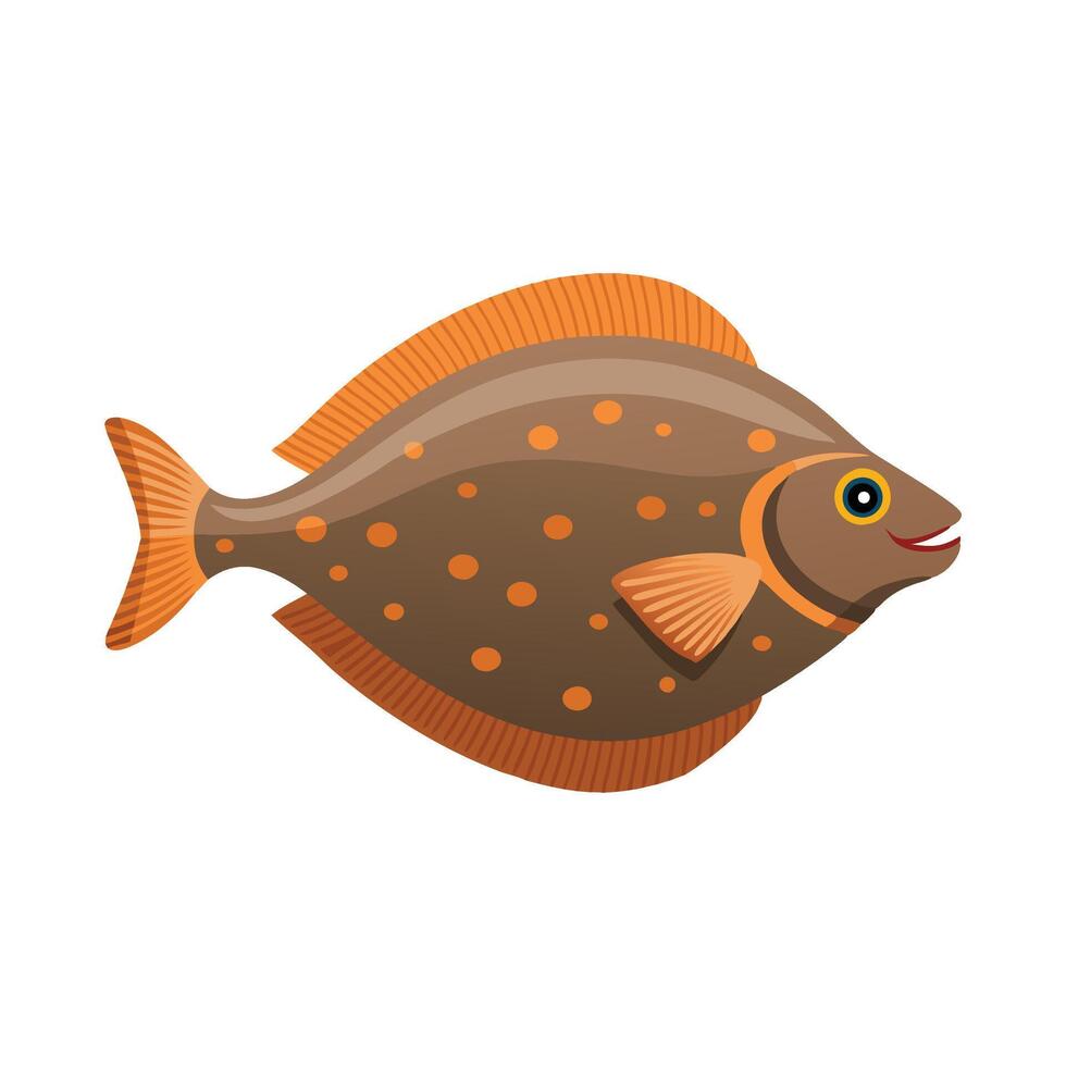 Flounder animal isolated flat illustration on white background. vector