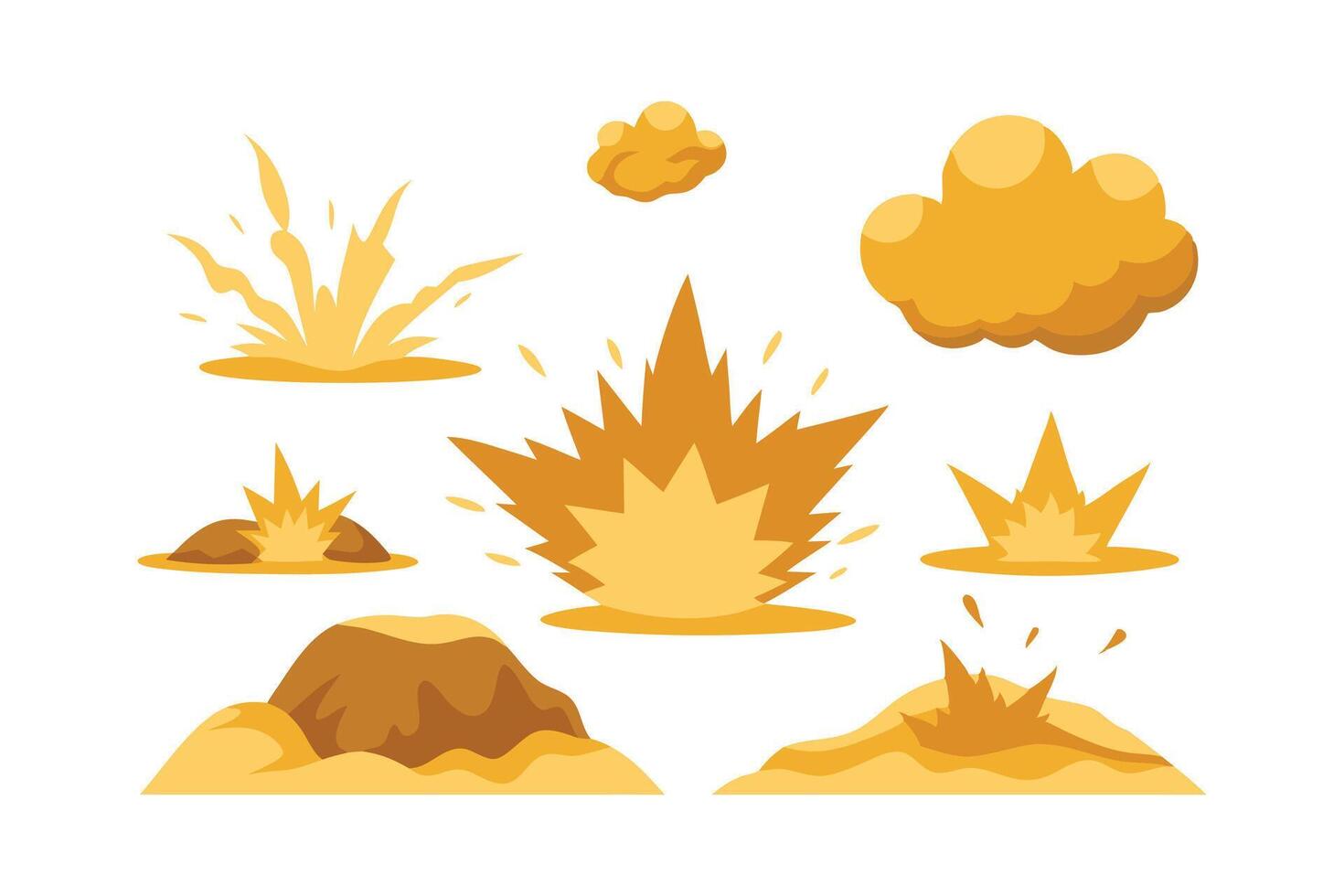 Golden sand explosion flat illustration white background vector
