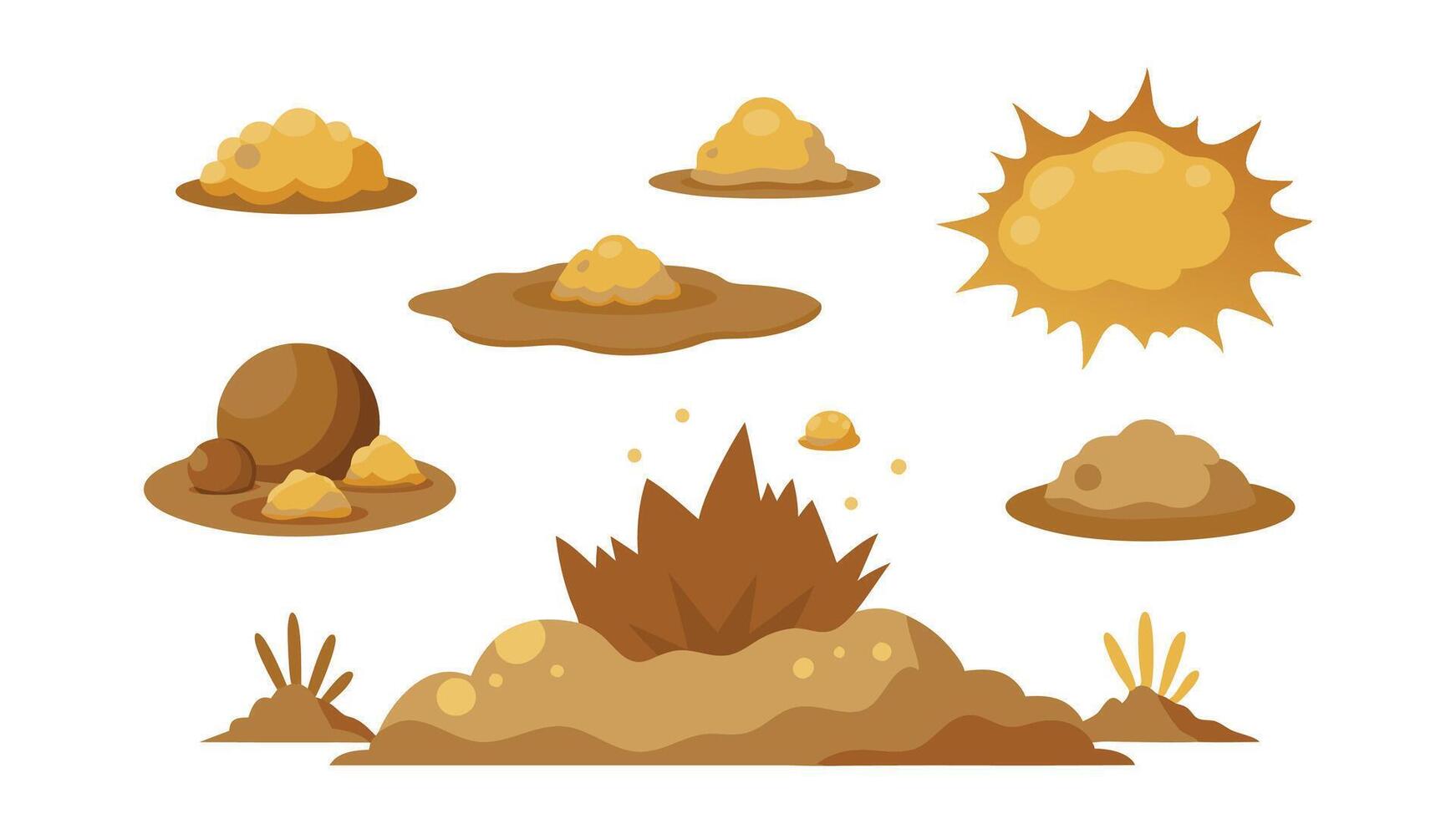 Dry sand or soil explosion flat illustration white background. vector