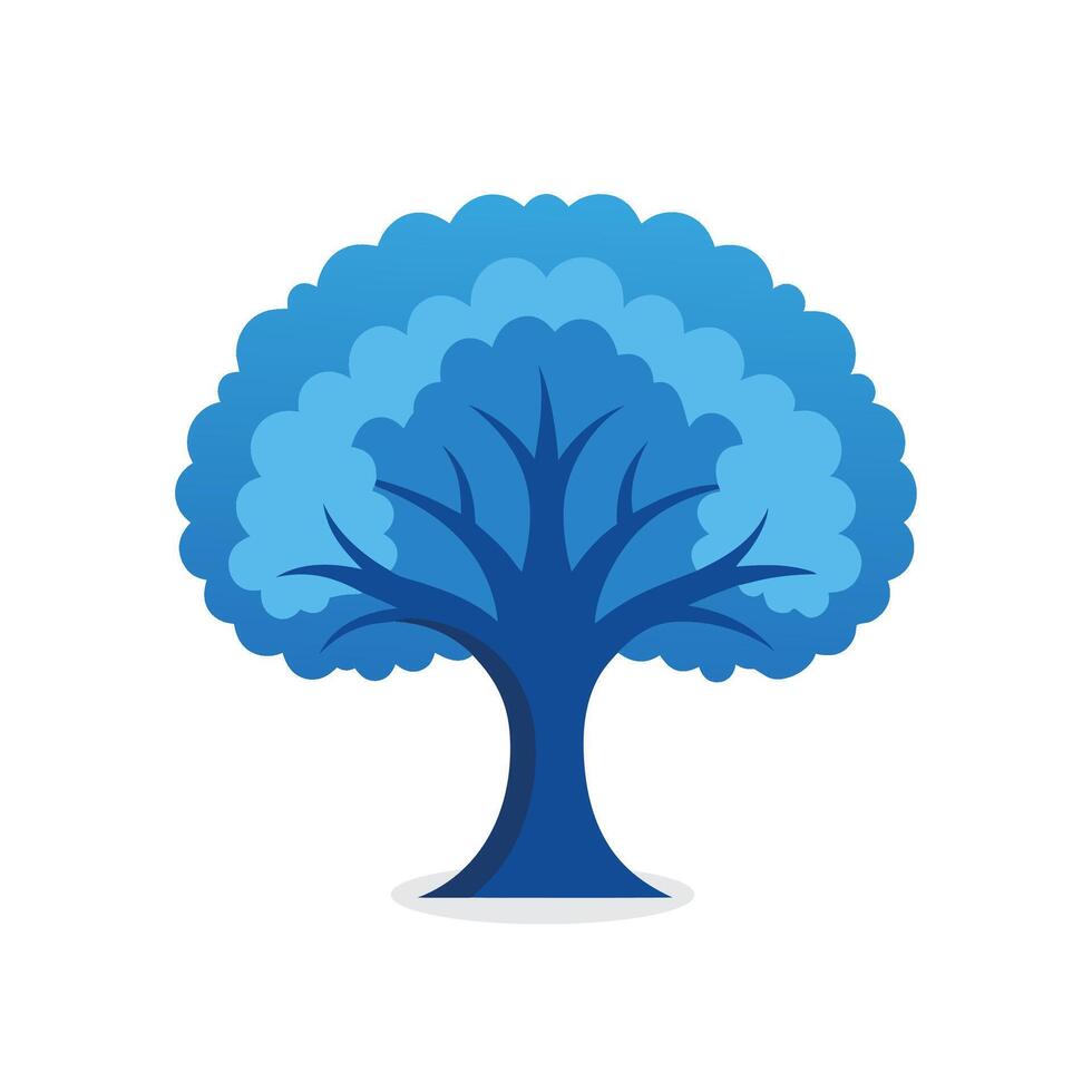 Blue Ash tree isolated flat illustration on white background. vector