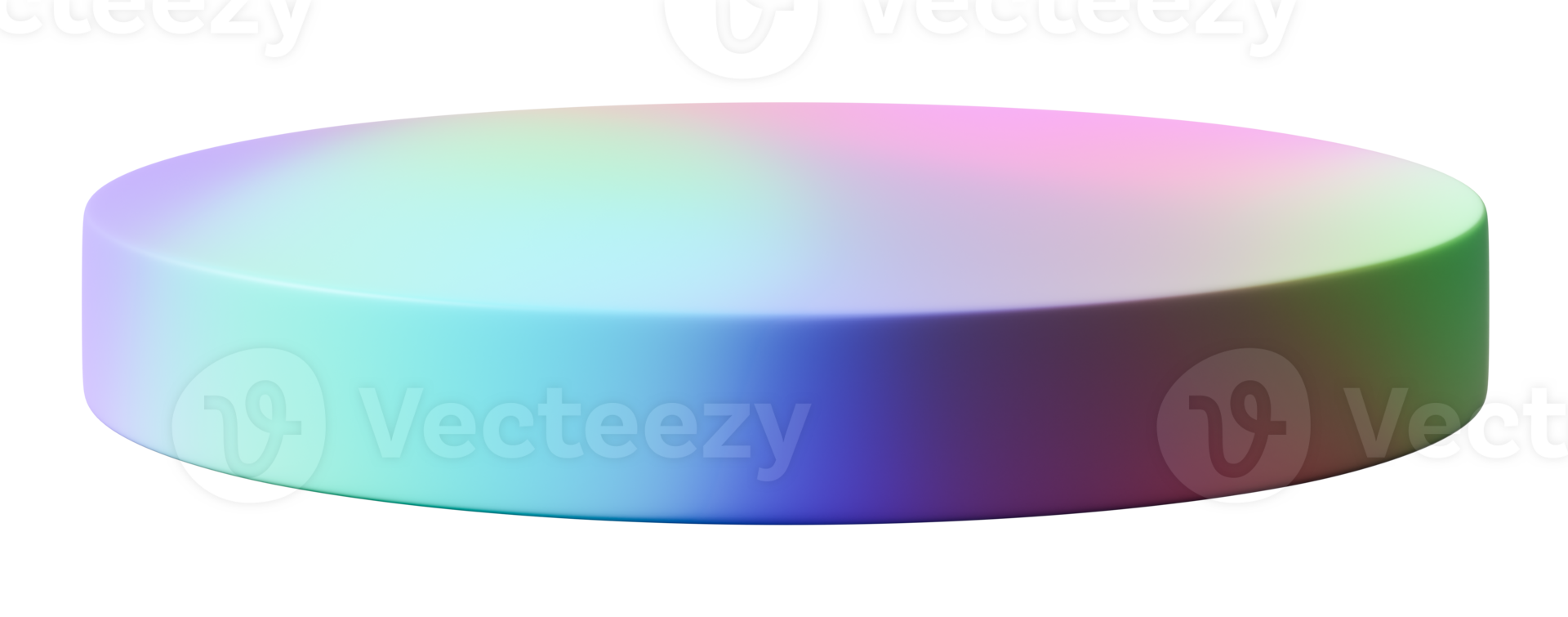Rainbow, round podium on transparent background. Modern, playful mock up for product, toy display. Cut out pedestal or platform. Empty scene. png