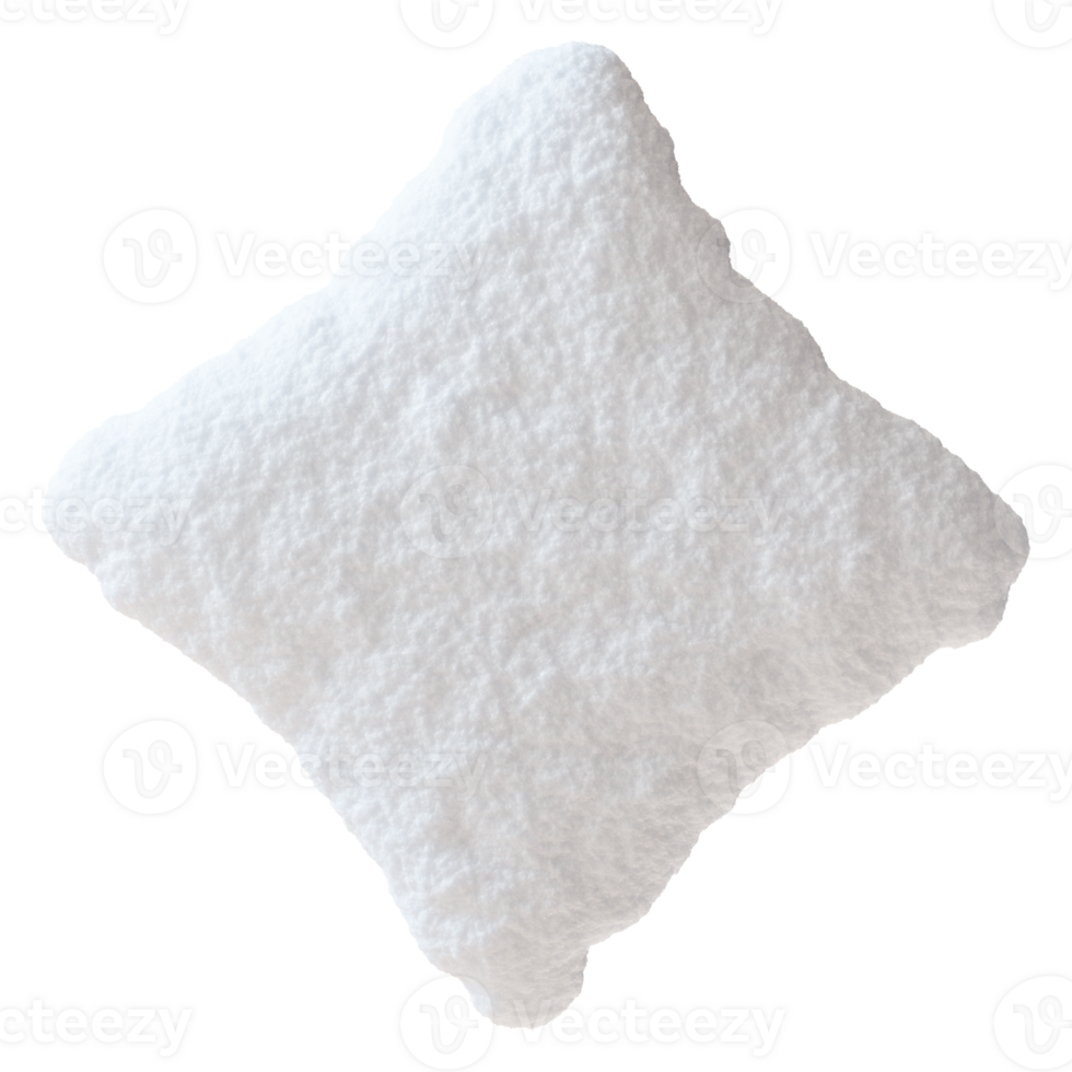 White snowy star on transparent background. Perfectly shaped with soft fluffy texture. 3D png