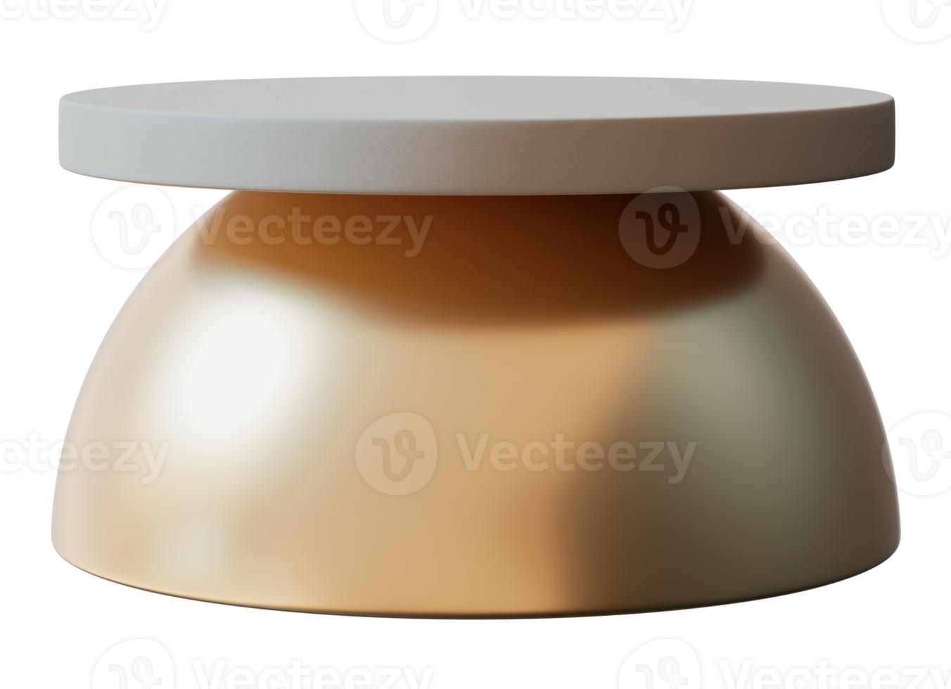 Golden and beige round podium on transparent background. Modern minimalist mock up for product display. Cut out pedestal or platform. Elegance and luxury. Premium merchandise. 3D render. png
