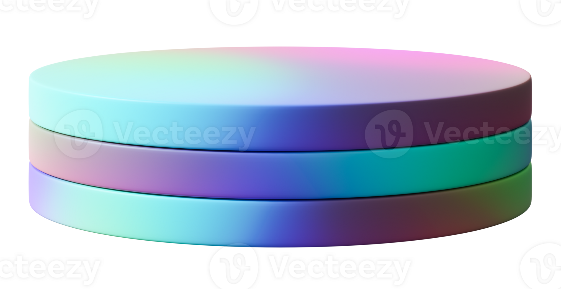 Rainbow, round podium on transparent background. Modern, playful mock up for product, toy display. Cut out pedestal or platform. Empty scene. Y2k, 2000s style. Color gradient. png