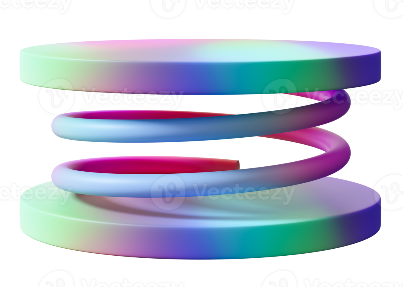 Rainbow, round podium on transparent background. Modern, playful mock up for product, toy display. Cut out pedestal or platform. Empty scene. Y2k, 2000s style. Color gradient. 3D render. png