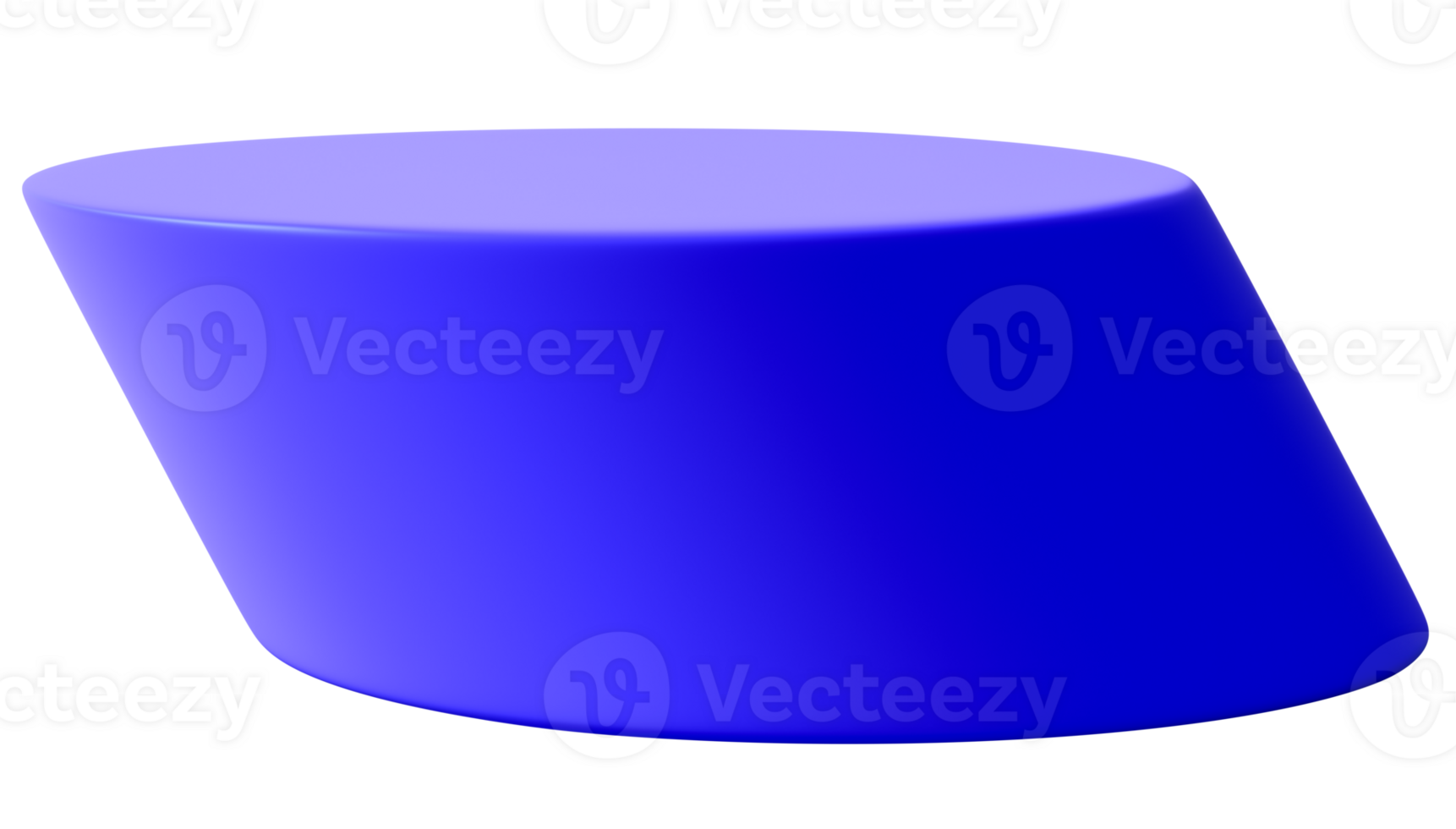 Vibrant, round podium on transparent background. Modern, playful mock up for product, toy display. Cut out pedestal or platform. Empty scene. Blue color. 3D render png