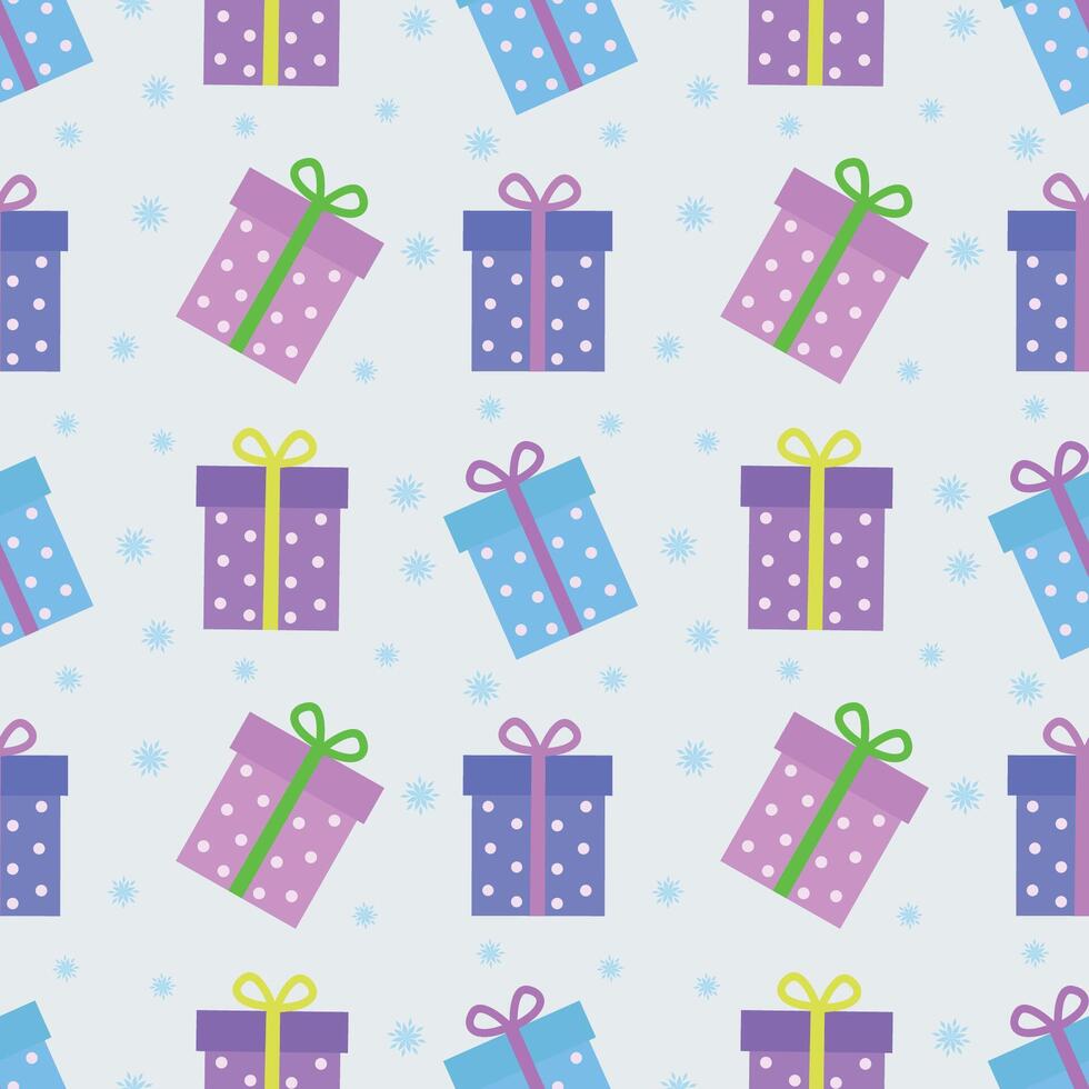 Seamless pattern with New Year's gifts. Merry Christmas and Happy New Year seamless background pattern. illustrations, drawings, style concept vector