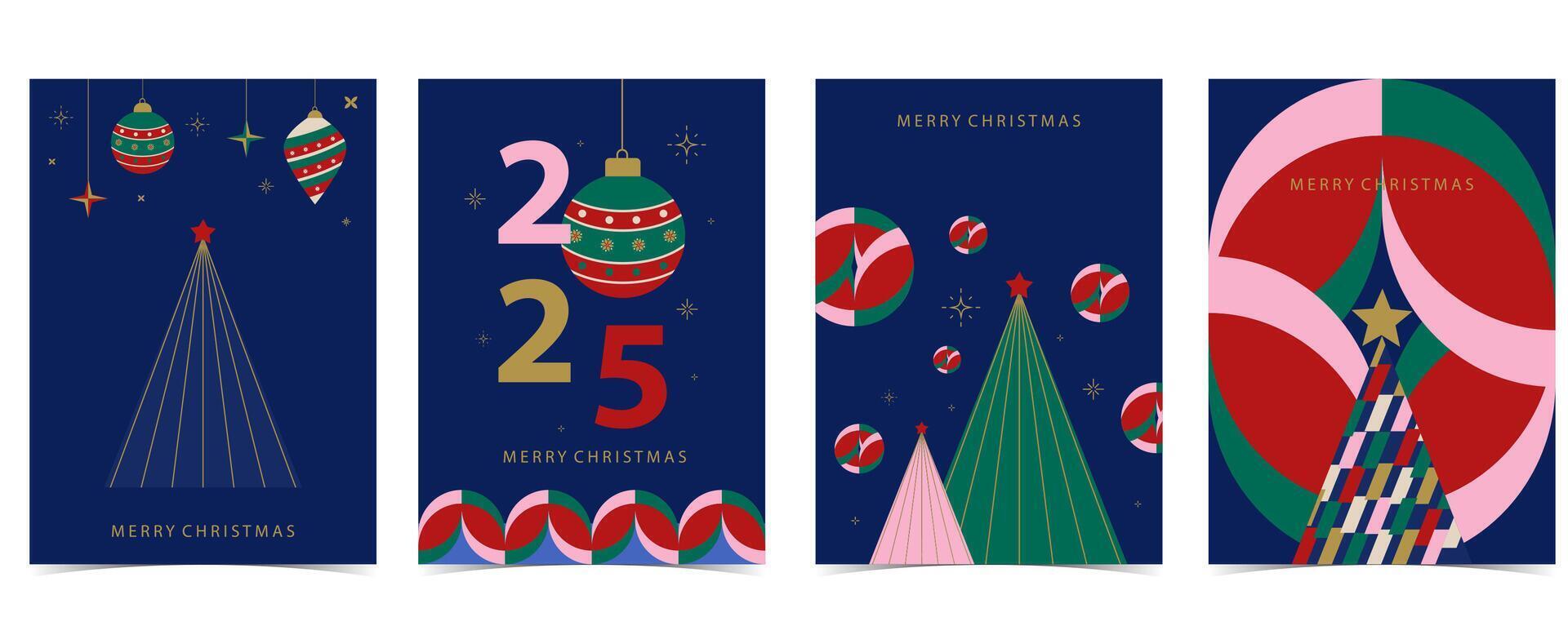 Christmas and happy new year background with 2025 and circle vector