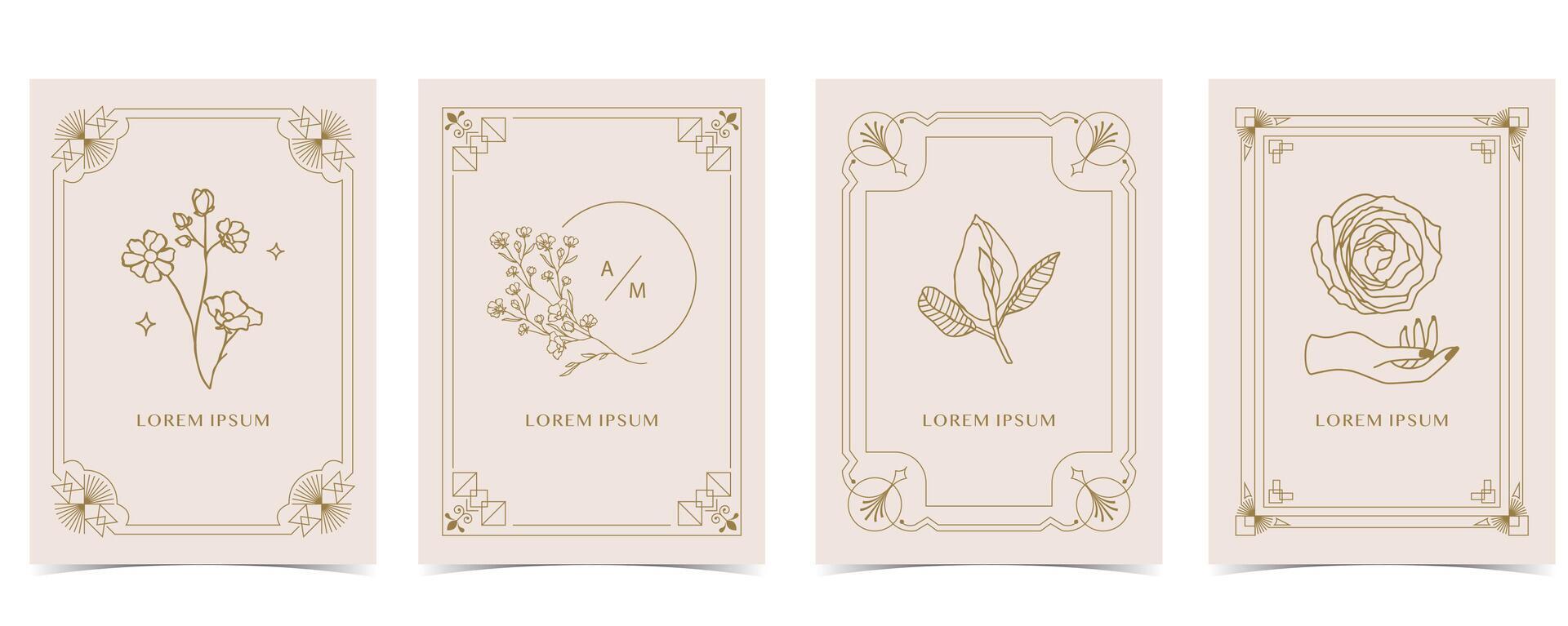 Boho invitation card with tarot style and deco frame. Mystic for a4 vertical vector