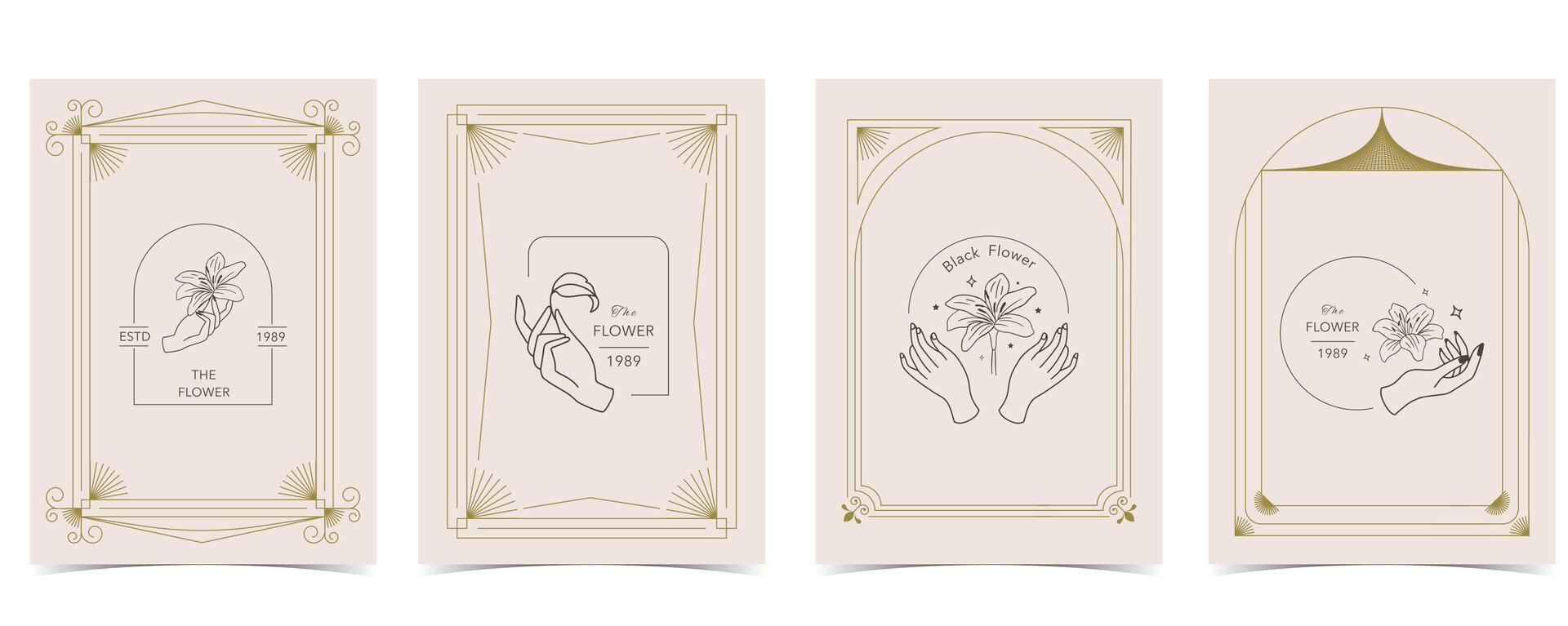 Boho invitation card with tarot style and deco frame. Mystic for a4 vertical design vector