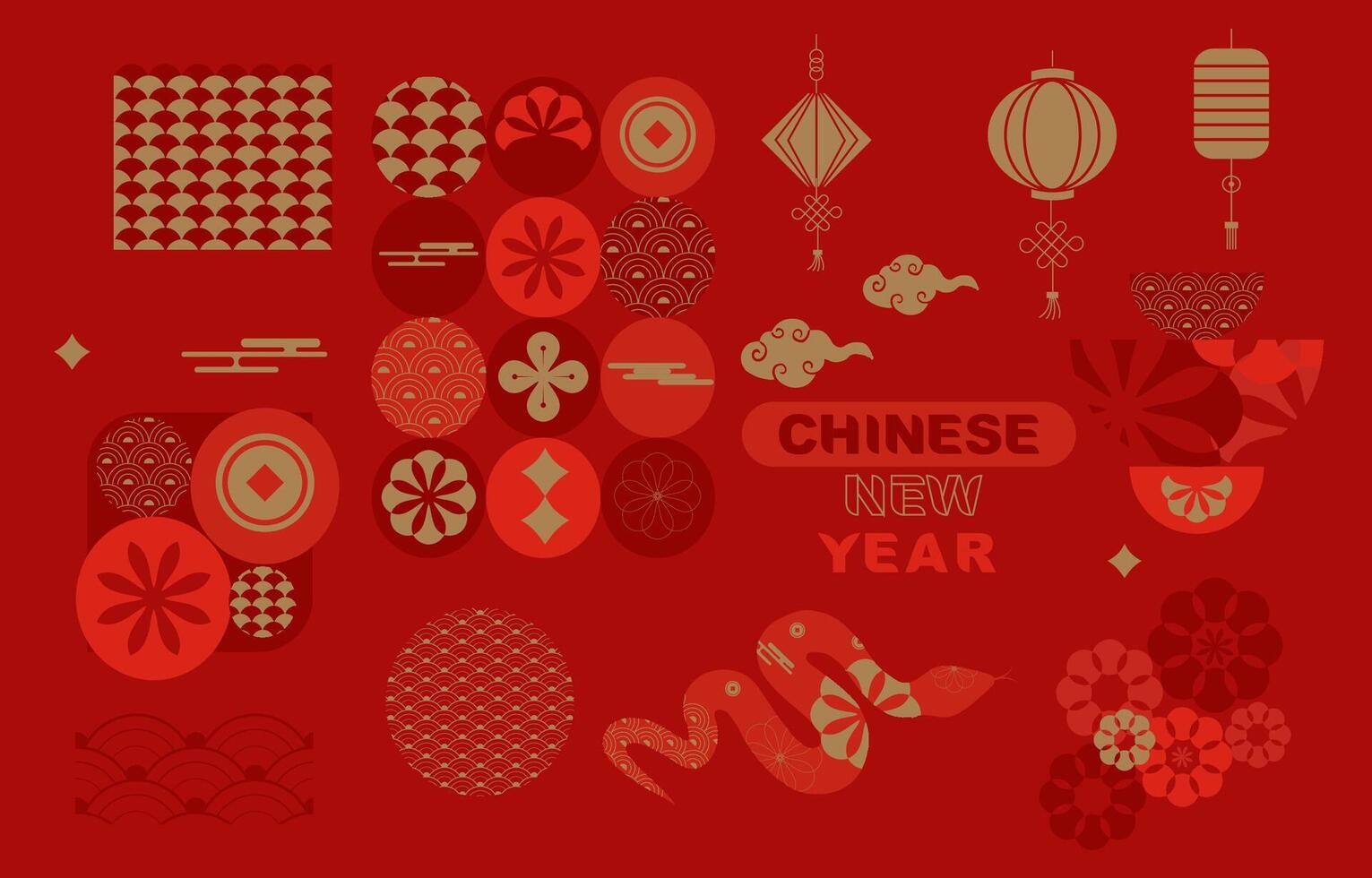 chinese element object for icon,sticker, decoration happy new year design vector