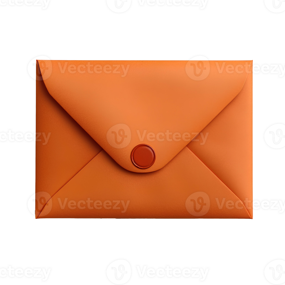 orange envelope , Transparent Background, Clean Design, orange envelope, Sealed Rectangular Envelope, Modern and Simple Style, Isolated Graphic Element for Mail png
