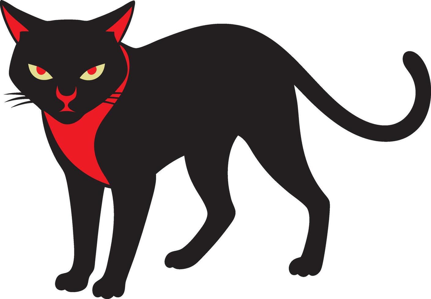 Halloween dangerous looking scary black cat vector