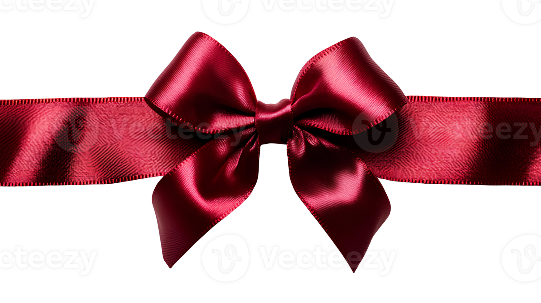 Red bow for gift wrapping , top view, flat lay design. Festive ribbon bow isolated on transparent background. Elegant and decorative red bow for presents, holiday gift wrapping, or crafts png