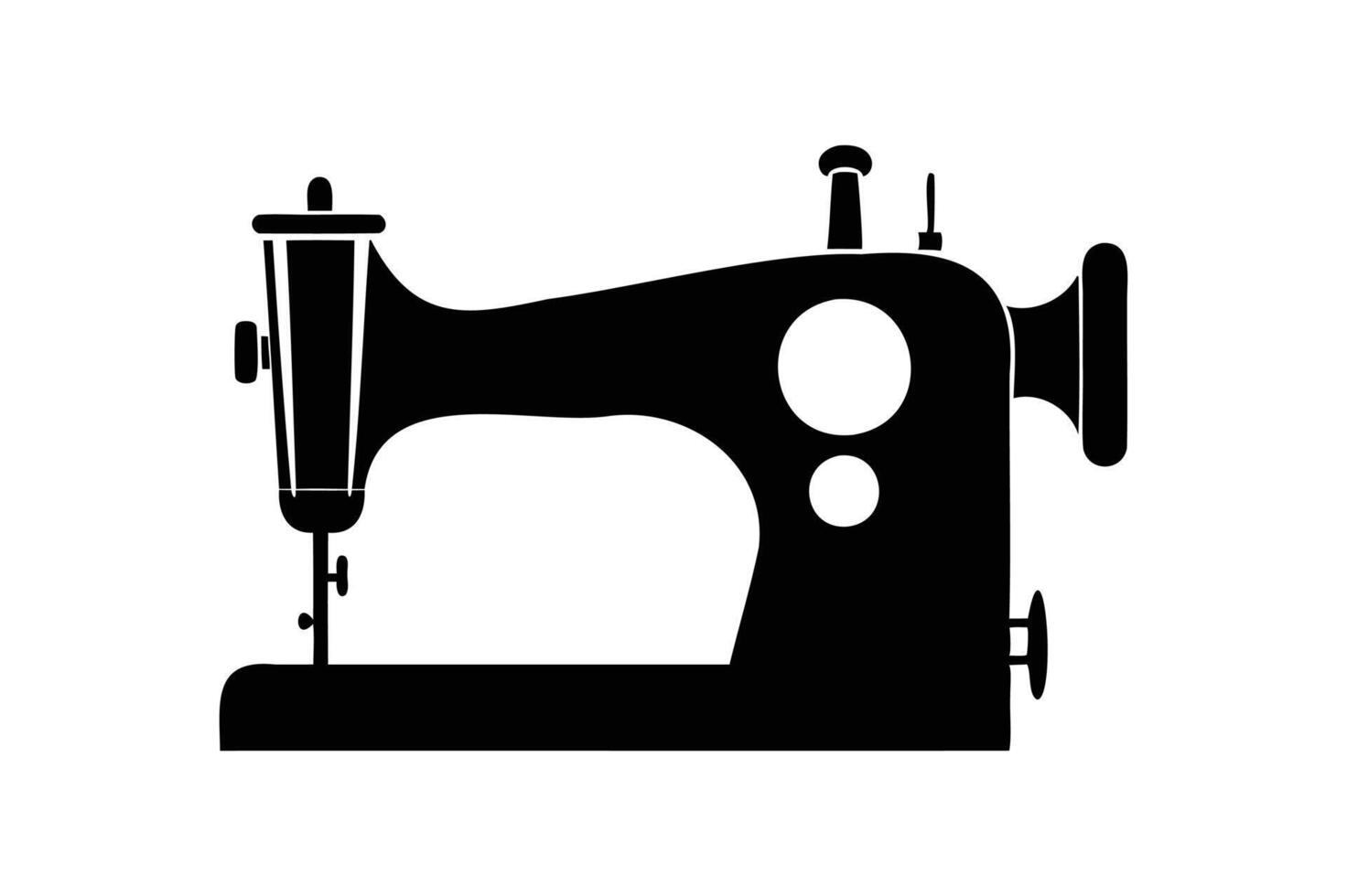 a black and white silhouette of a sewing machine vector