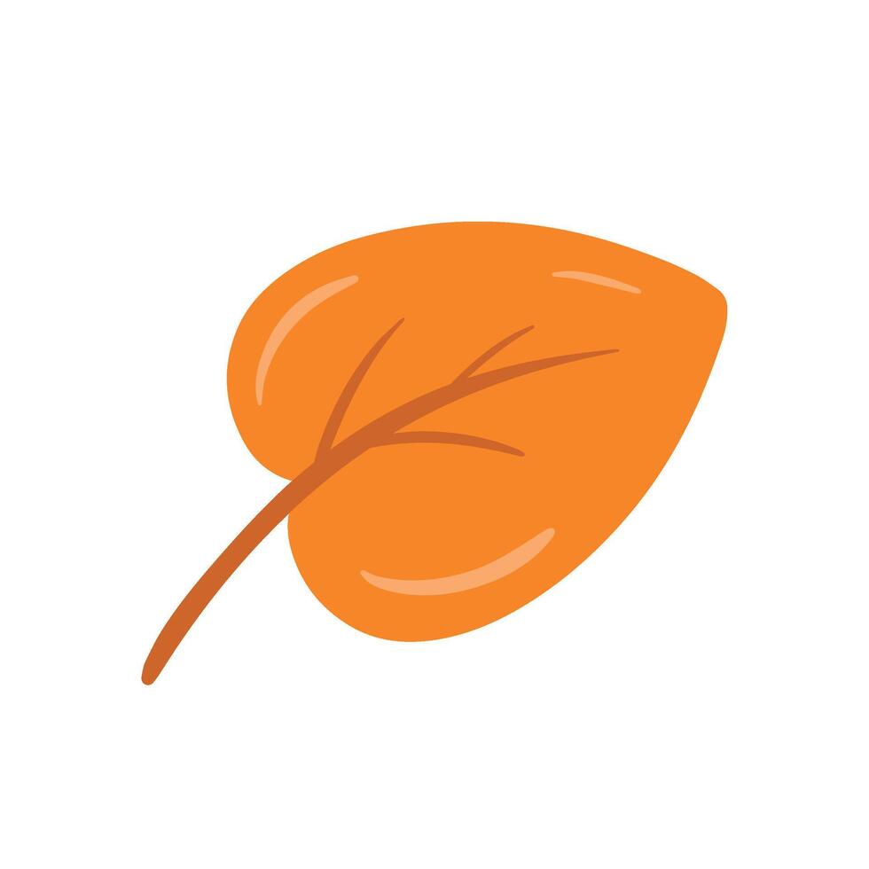 Orange Leaf Icon Hand Drawn for Autumn Nature Element Decoration Illustration vector