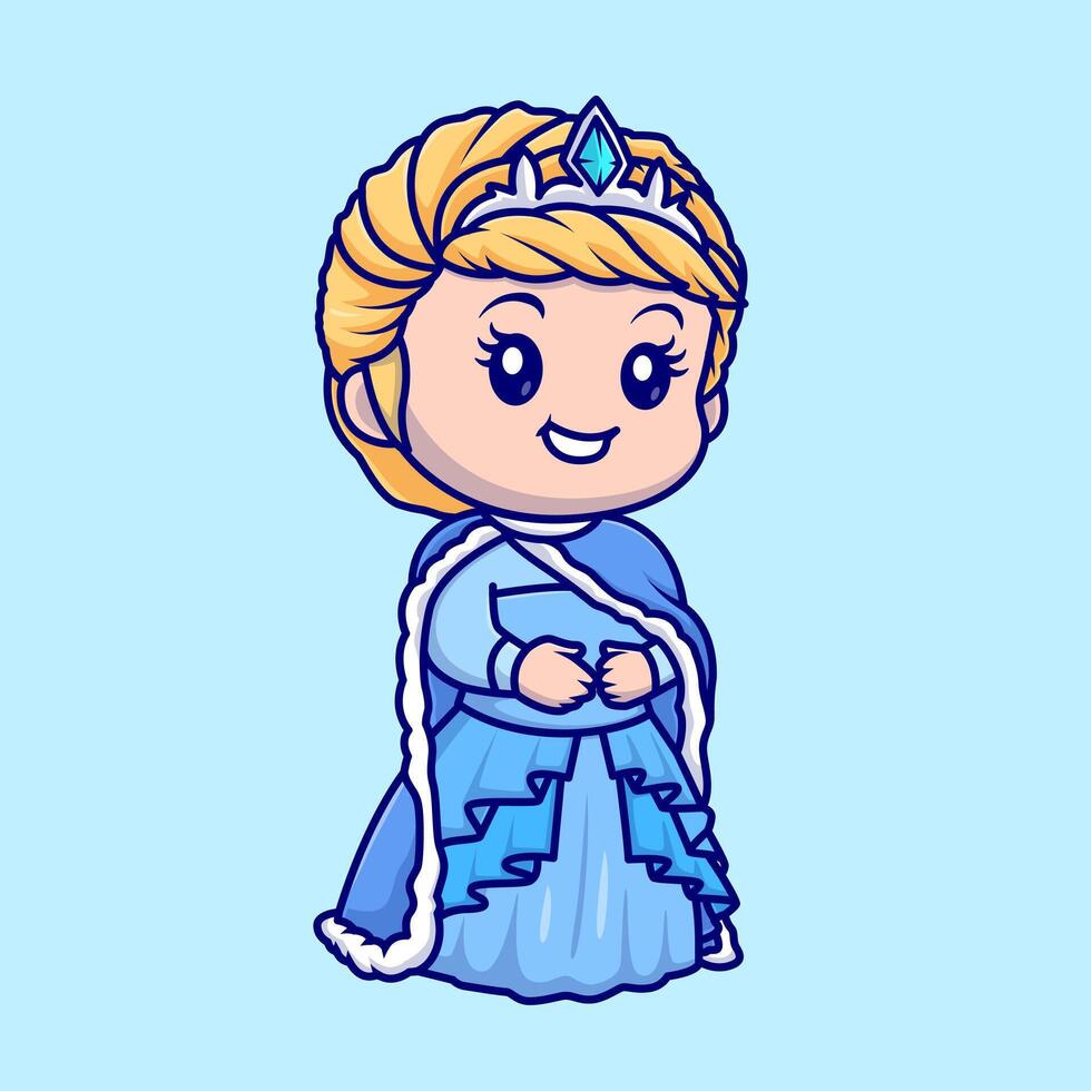 Cute Queen Princess with Crown Cartoon vector