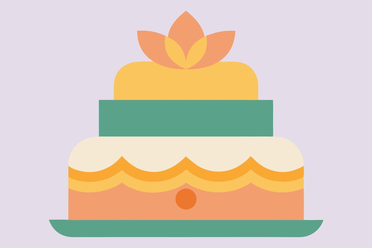 A colorful cake with a flower on top vector
