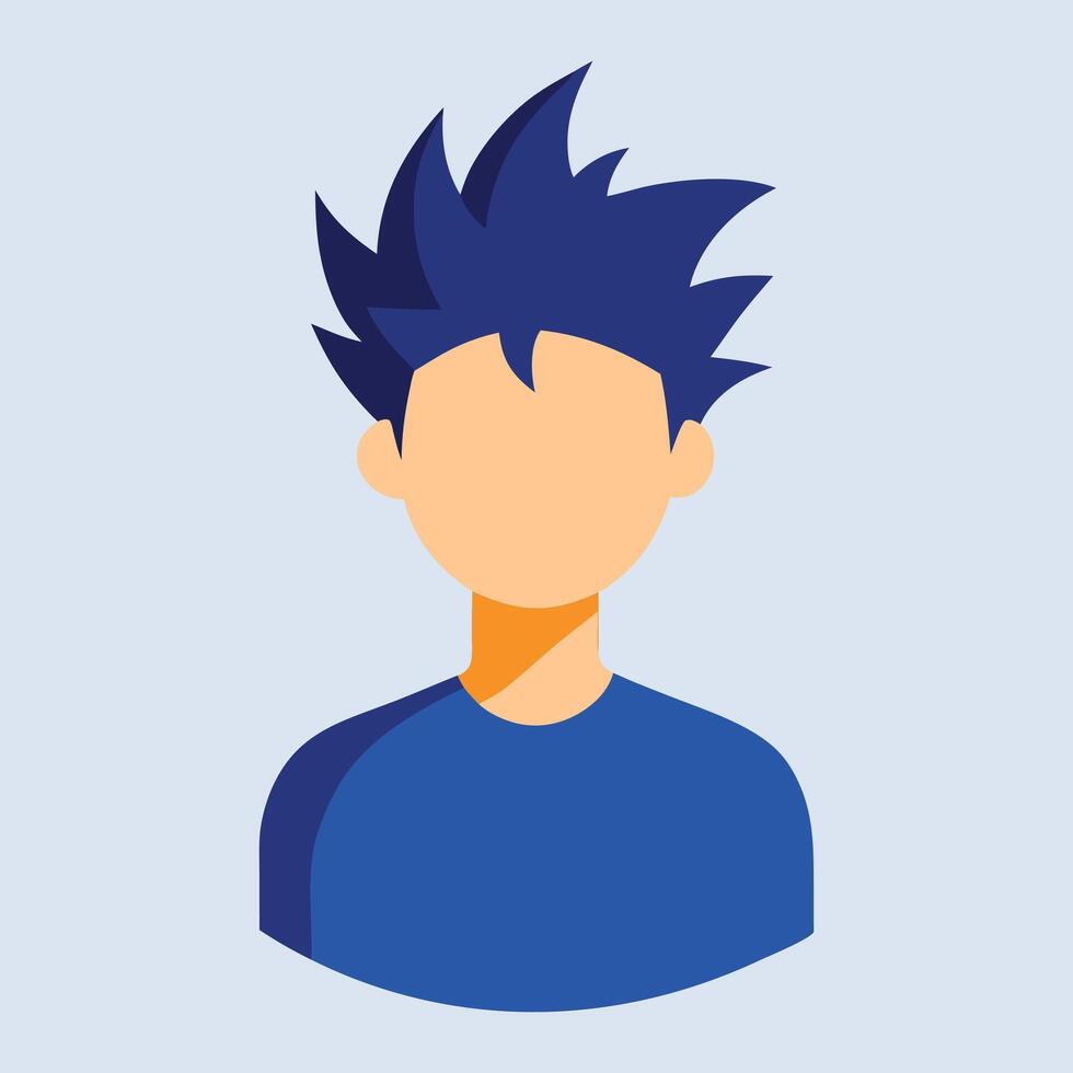 A blue avatar with a mohawk and a blue shirt vector