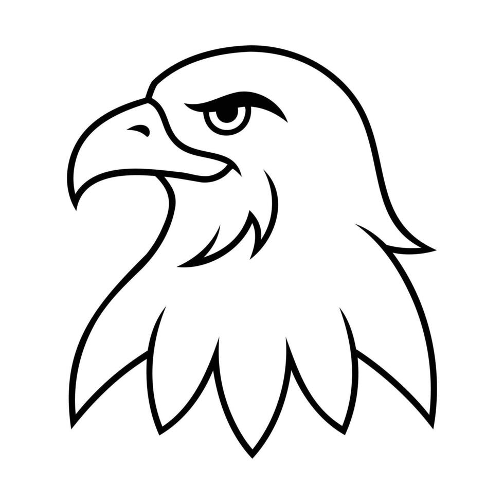Eagle head outline on white background vector