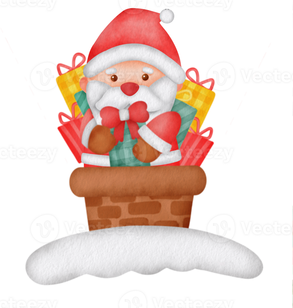 cute santa in watercolor style png