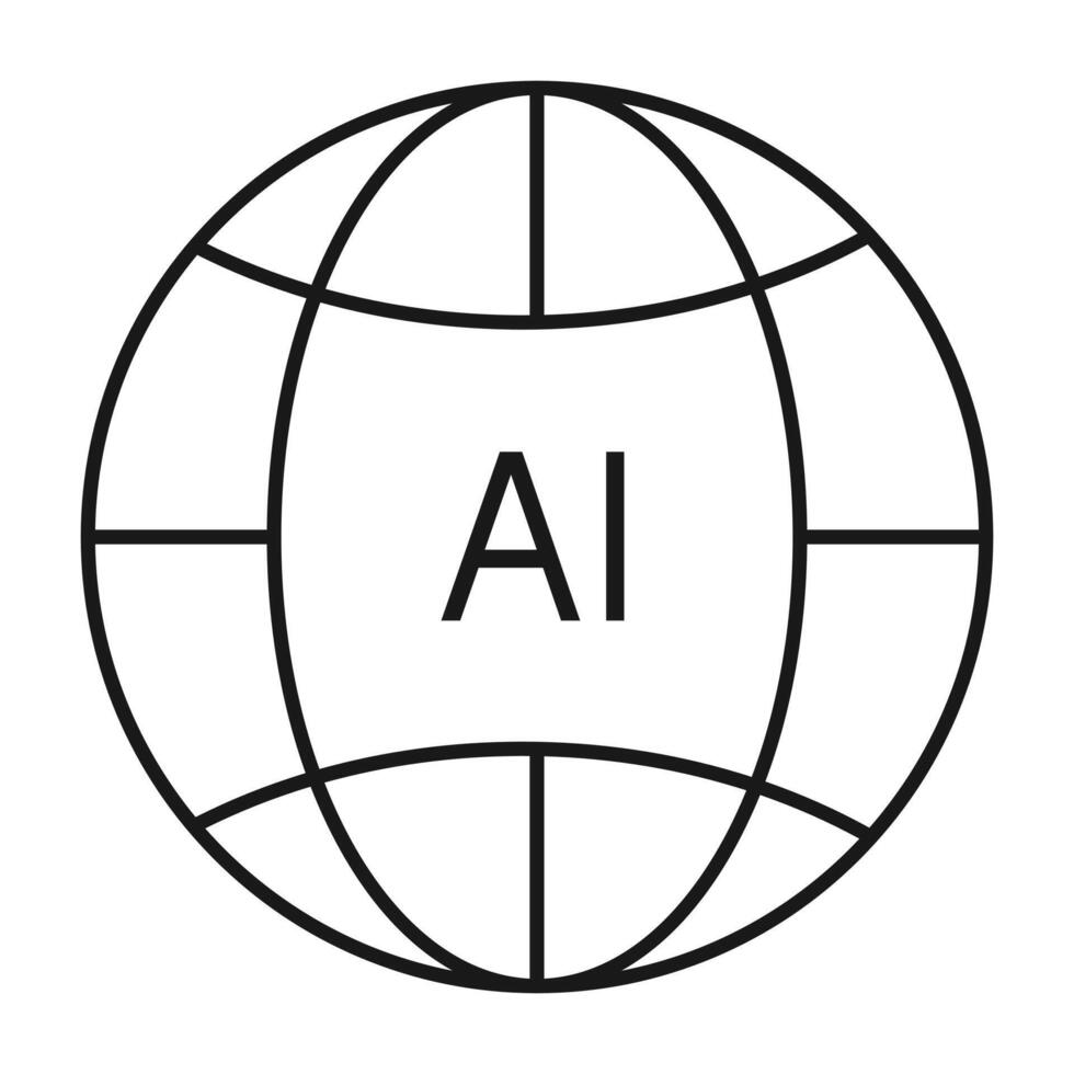 Artificial intelligence icon in line style. AI technology illustration. Artificial intelligence AI processor chip icon.AI Processor circuit. Ai Logo, Ai Icon. vector