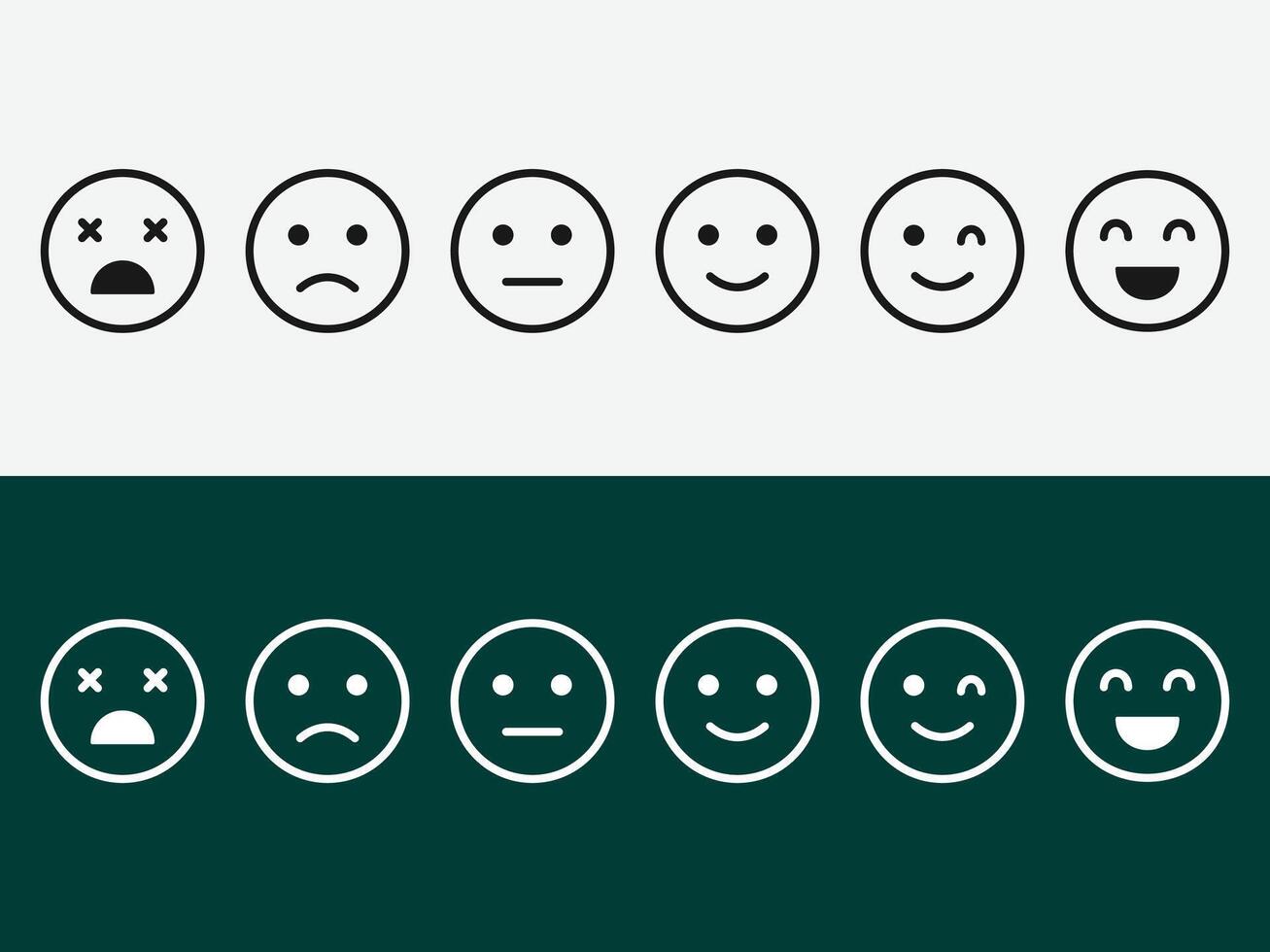 Emoji icon collection containing happy emotion, sad, smiling, surprised, angry, relaxed, confused, laughing, excited and shocked emoticon icons. outline illustration. vector