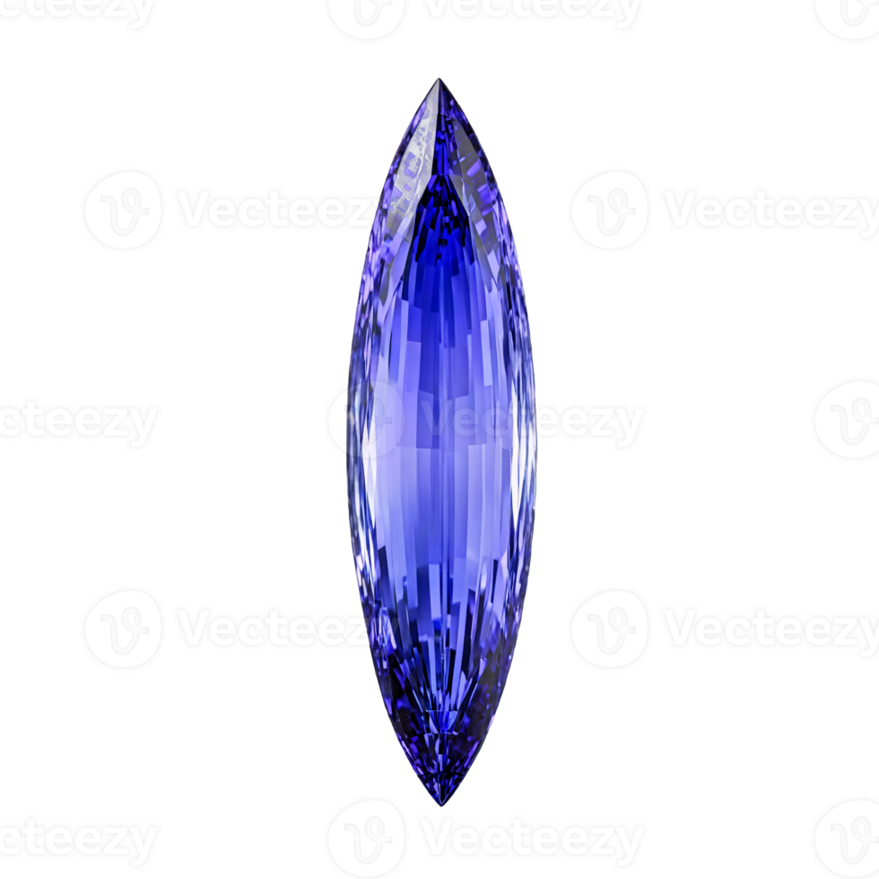 Tanzanite A deep blue violet tanzanite with a sharp reflection floating against a blurred background png