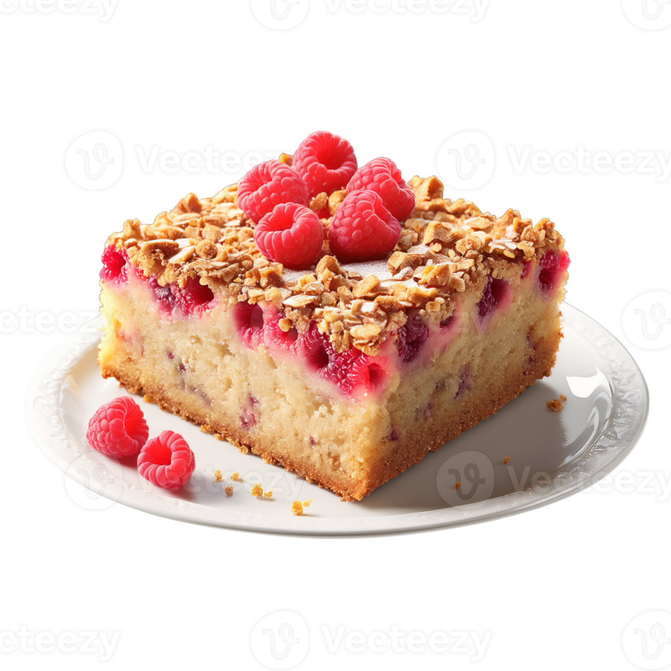 Peach raspberry coffee cake golden streusel topped slice fruit ribbons running through Food and Culinary png