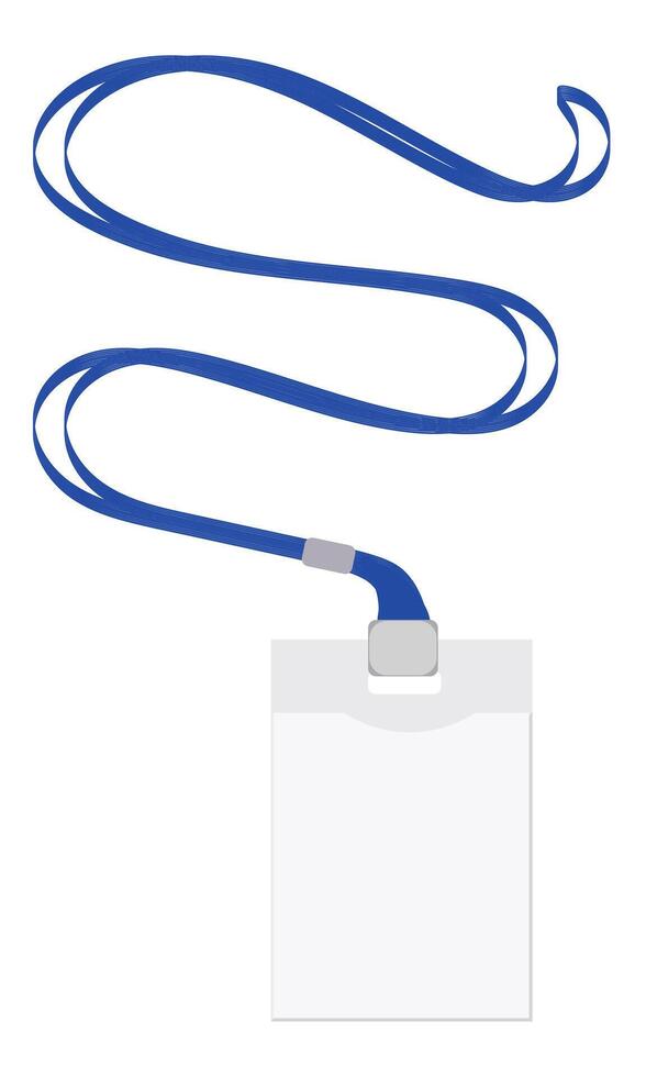 Employee ID badges with blue lanyard, blank, with copy space vector