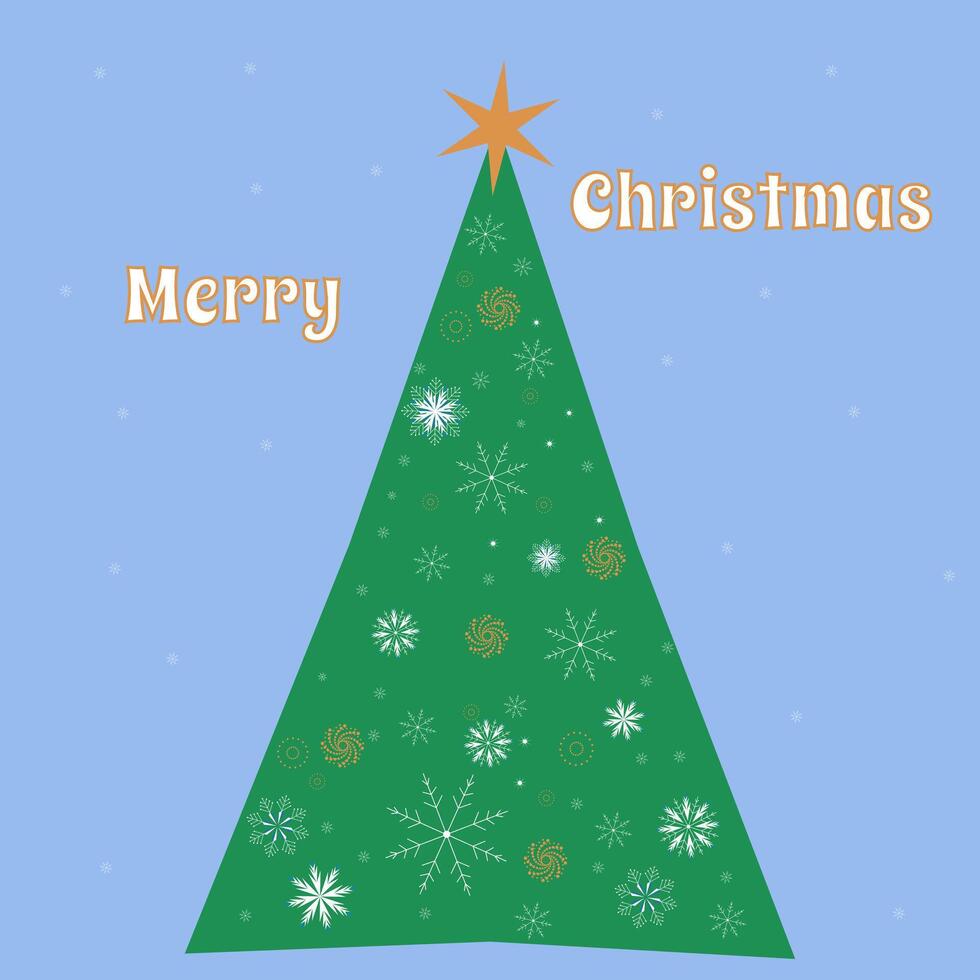 Winter greeting card with tree and Merry Christmas vector