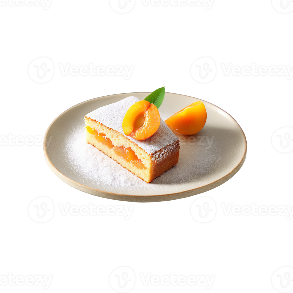 Apricot almond cake with a moist almond cake arranged fresh apricot slices and a sprinkle png
