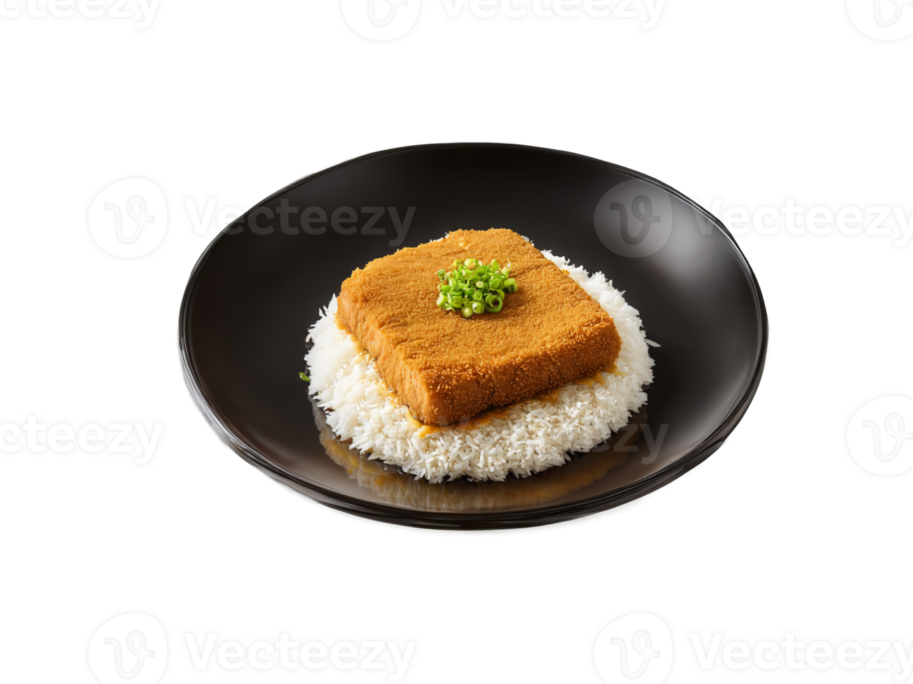 Tonkatsu Curry A plate of tonkatsu served with a side of Japanese curry arranged png