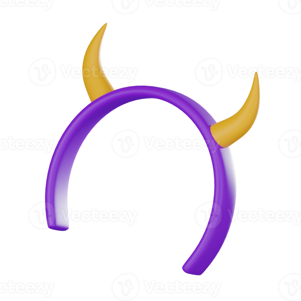 Halloween 3D Demon Headband Render, Spooky Accessory for Parties png