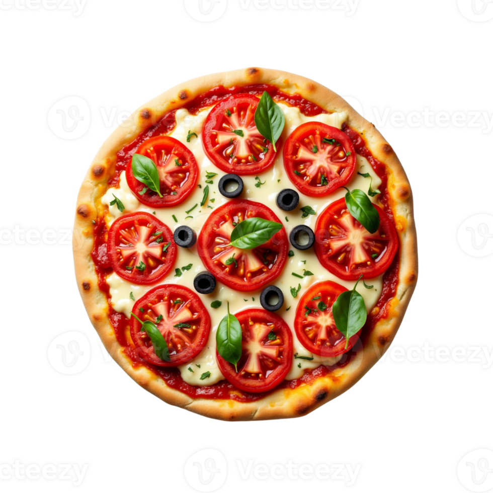 Delicious Vegan Pizza on Transparent Backdrop png