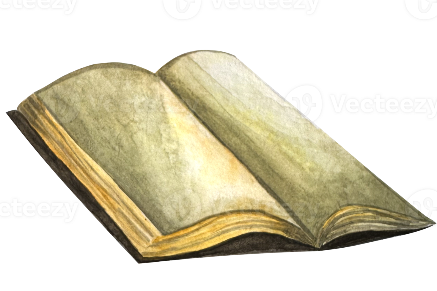 Watercolor open enchanting magic book illustration. Halloween witch's book. png