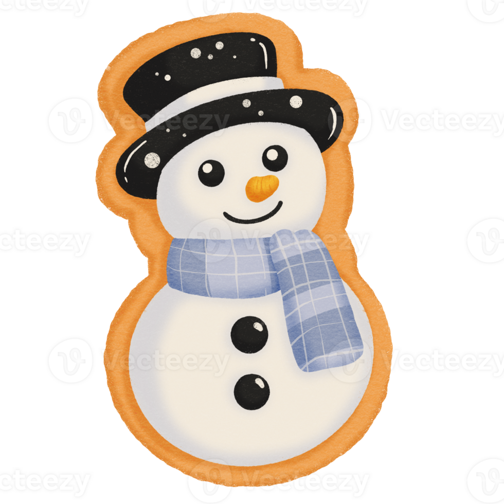 Christmas Snowman Cookie with Carrot Nose and Coal Eyes png