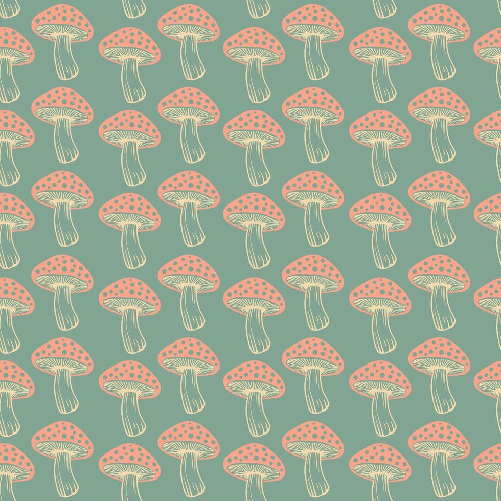 Seamless pattern. flat fly agaric mushroom amanita vector