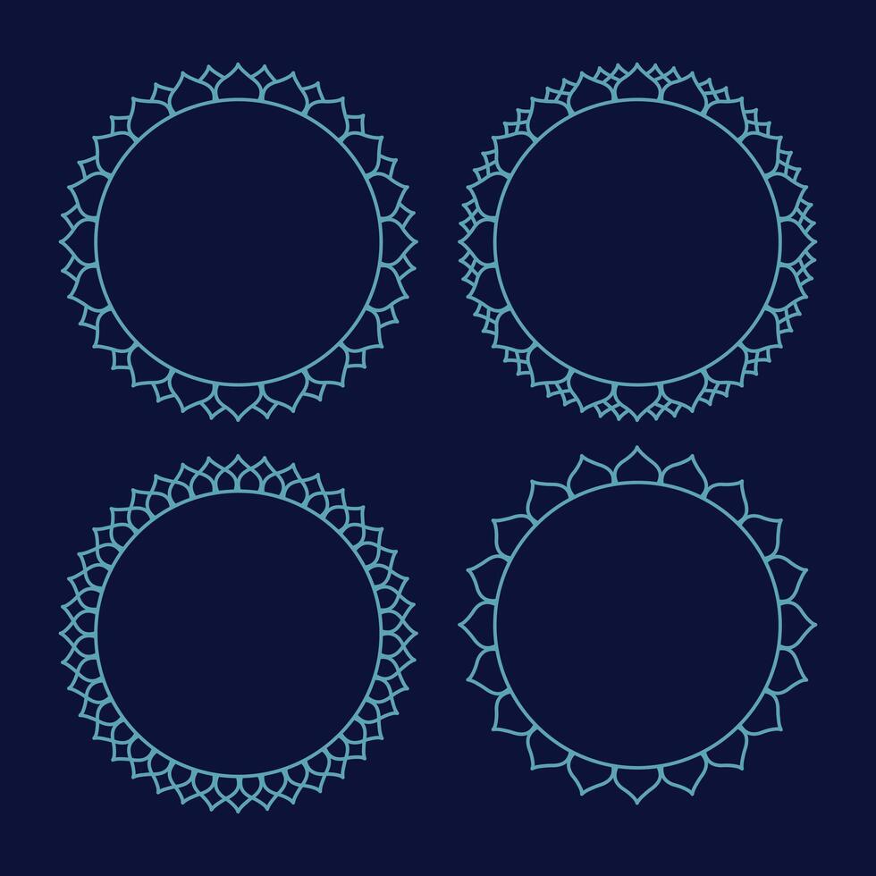 Set of Round geometrical floral border frame design. vector