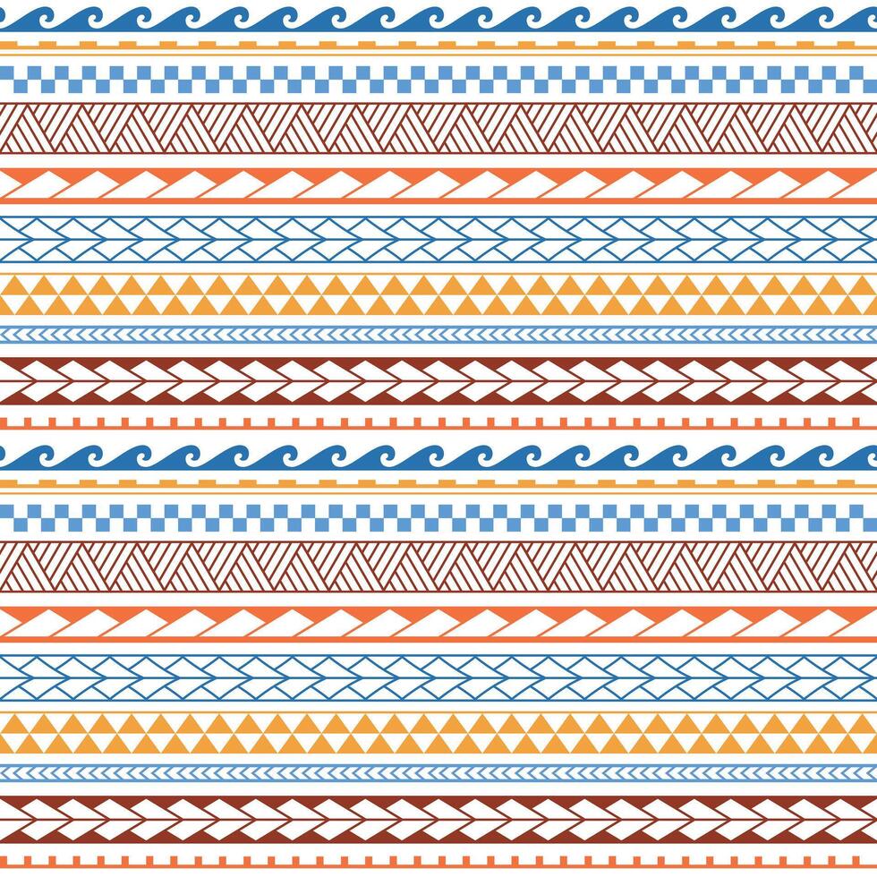 ethnic boho seamless pattern in maori style. Geometric border with decorative ethnic elements. Pastel colors horizontal pattern. vector